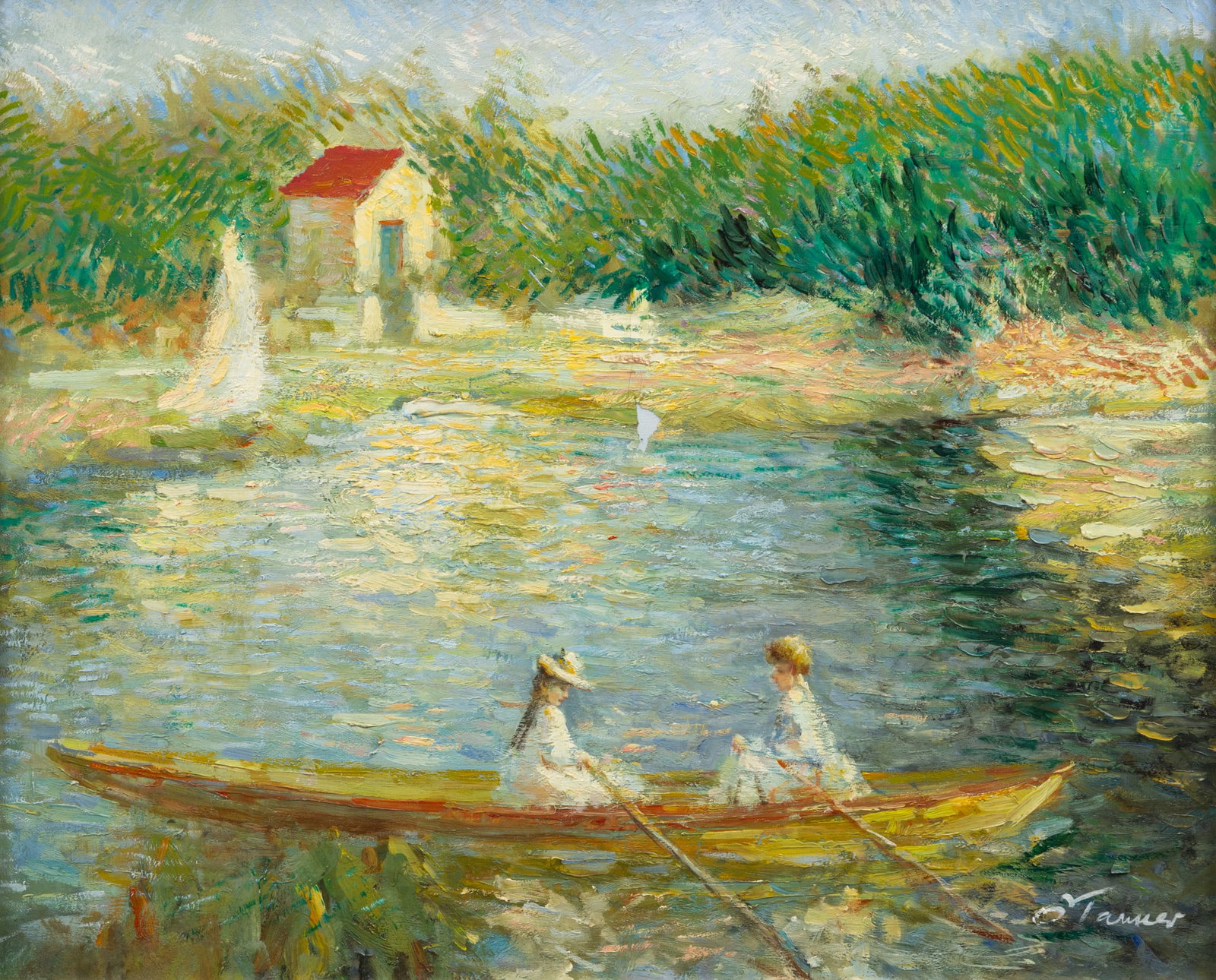 Oil on Canvas Painting, Ca. 20th C., H 20" W 24" (1 of 6)