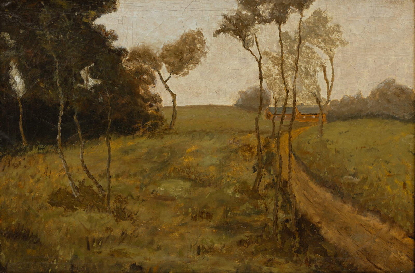 American Oil on Canvas, Ca. 1900, 'Country Road', H 24" W 36" (1 of 4)