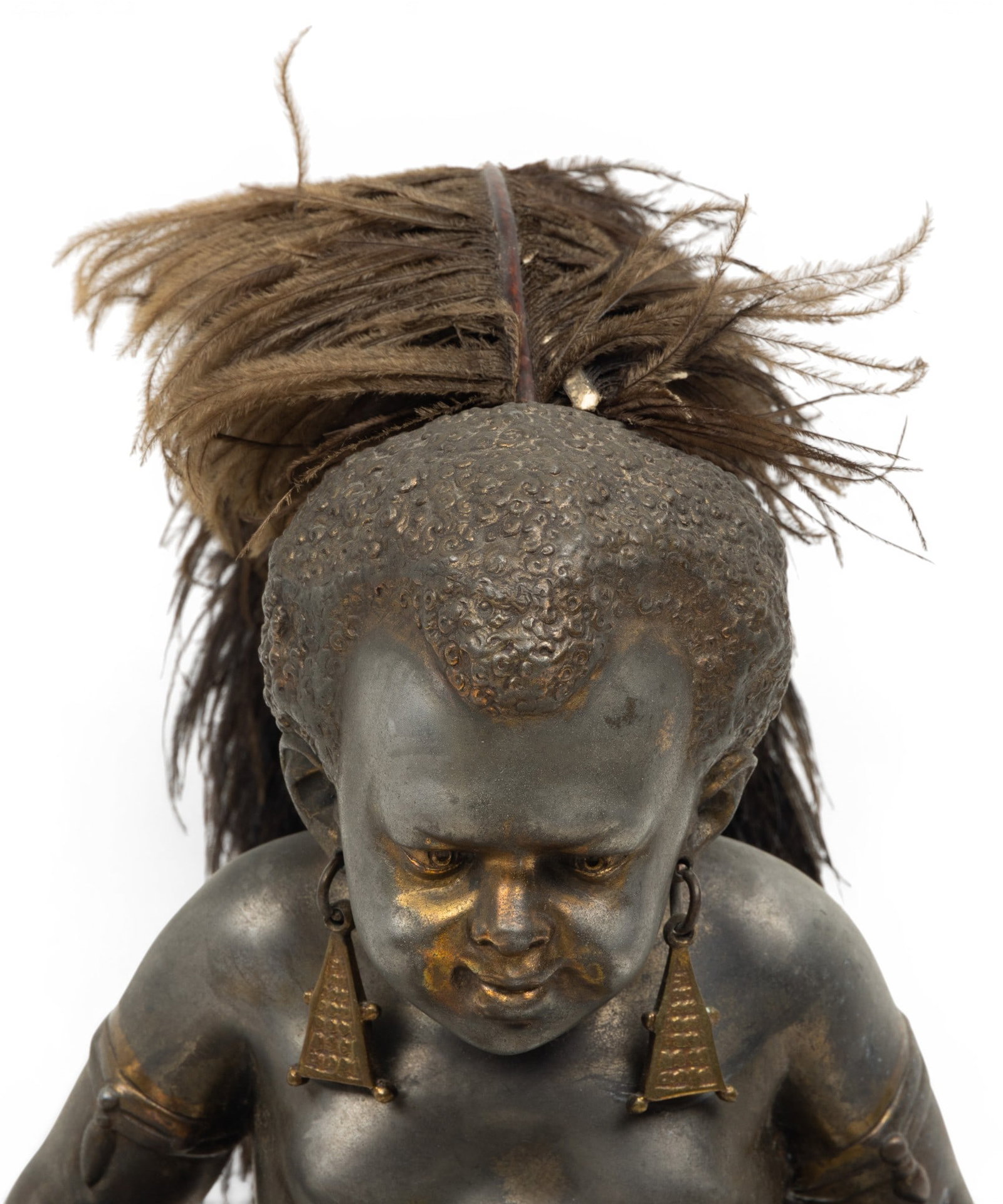 Blackamoor Spelter Statue with Tray, Ca. 19th C., H 17" W 8" Depth 6" - 2