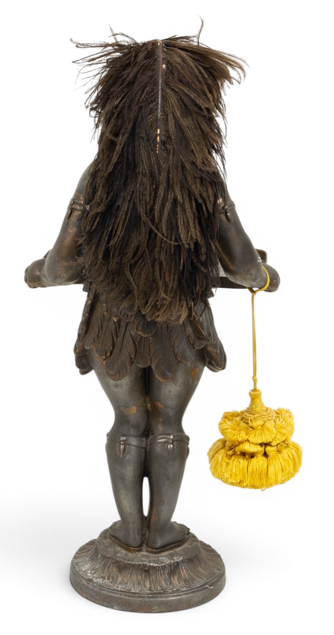 Blackamoor Spelter Statue with Tray, Ca. 19th C., H 17" W 8" Depth 6" - 4