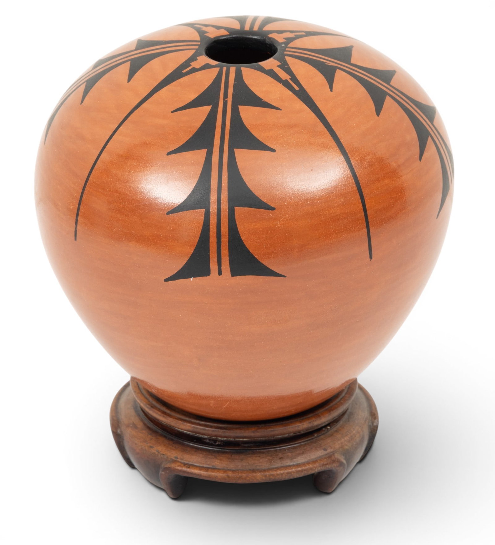 Geraldine F. Sandia (American/Jemez Pueblo, B. 1950) Redware Seed Pot 1980, H 5" Dia. 5.25" (1 of 5)