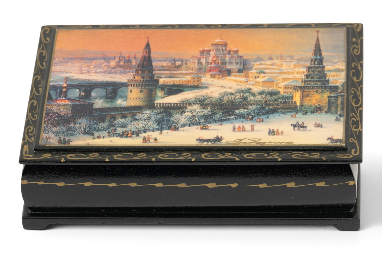 Russian Lacquer Box St. Petersburg 20th C., W 3.75" L 5" (1 of 4)