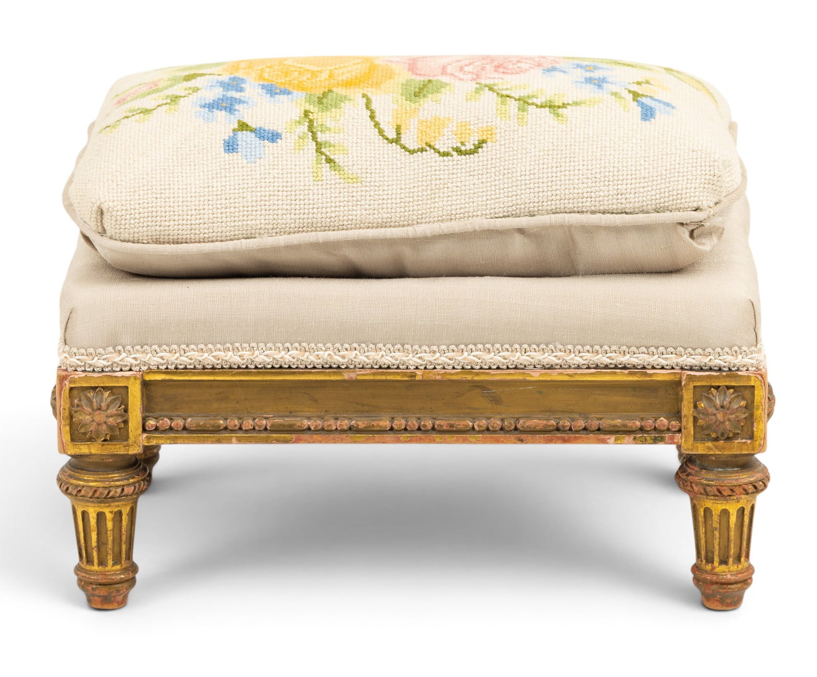 Louis XV Style Petite Foot Stool Circa Late 19th Century, H 9" W 12" Depth 8" (1 of 4)