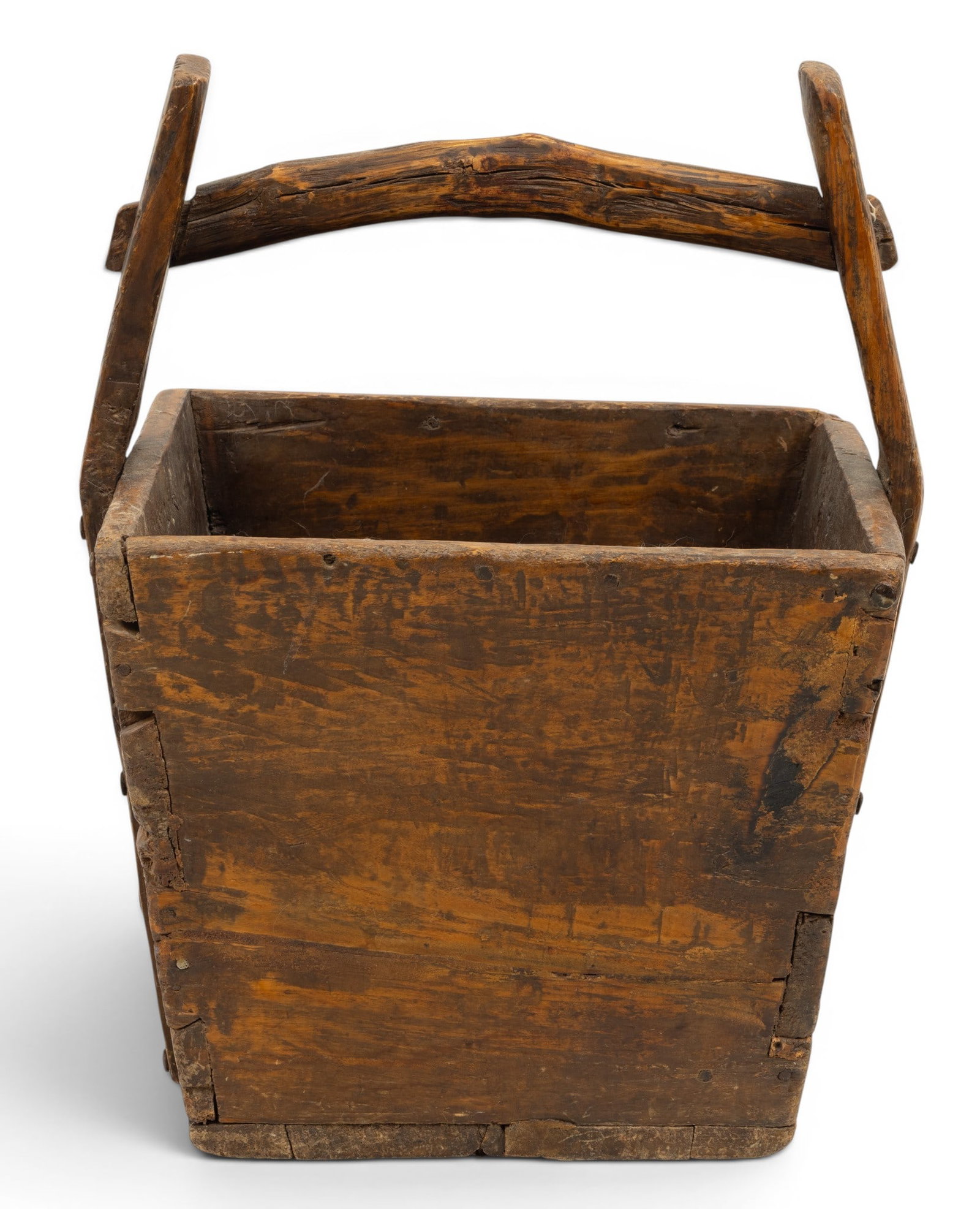 Chinese Primitive Pine Grain Basket, Ca. 19th C., H 19" W 13" (1 of 4)