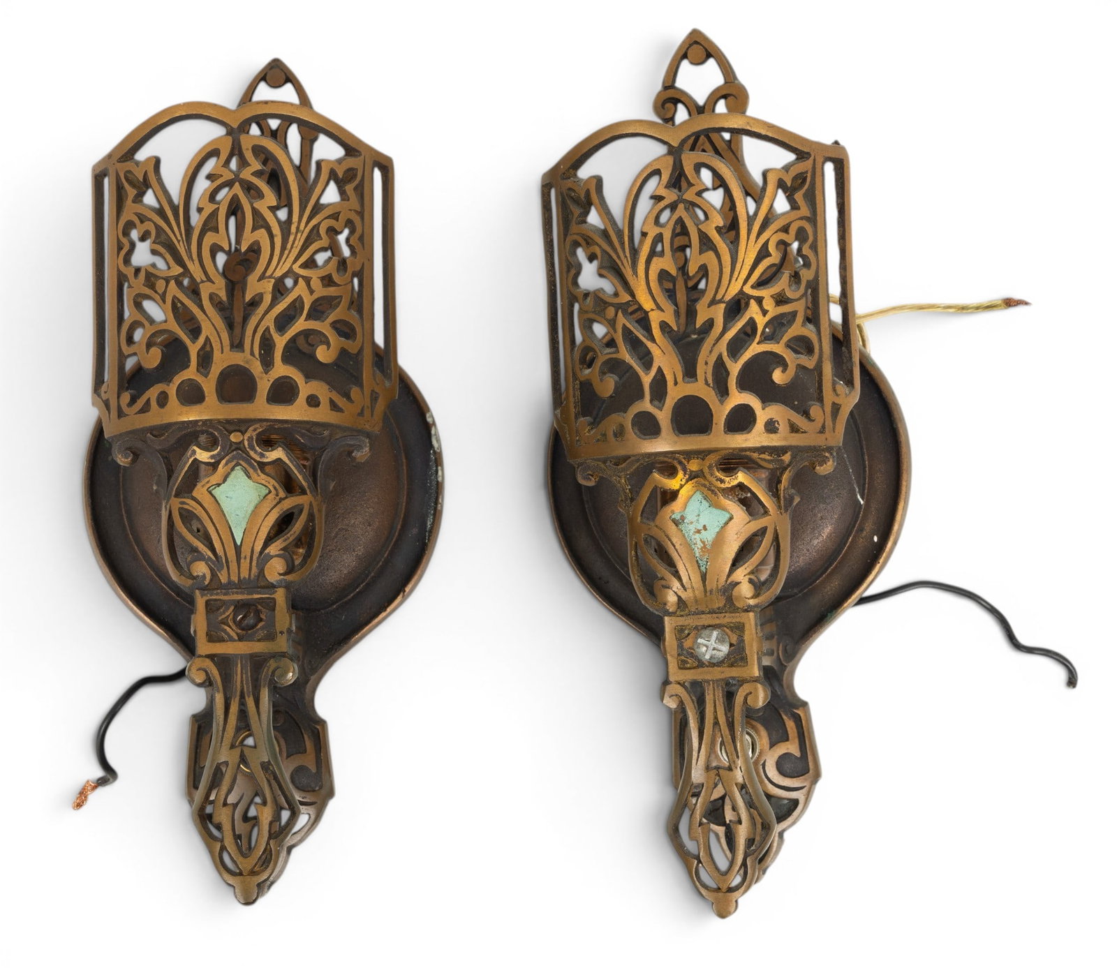 Brass Wall Sconces H 10" W 5" Depth 4" 1 PAIR (1 of 4)