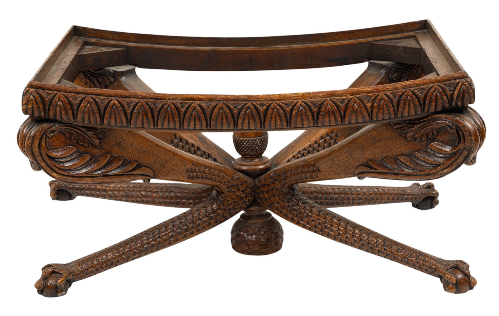 Anglo-Indian Oak Stool Late 19th C., H 28" W 18.5" (1 of 5)