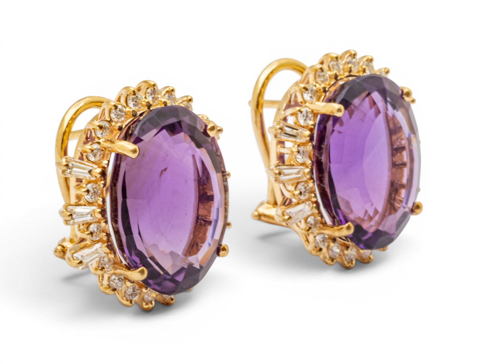 14k Yellow Gold, Amethyst, and Diamond Earrings 14 g 1 PAIR - 4
