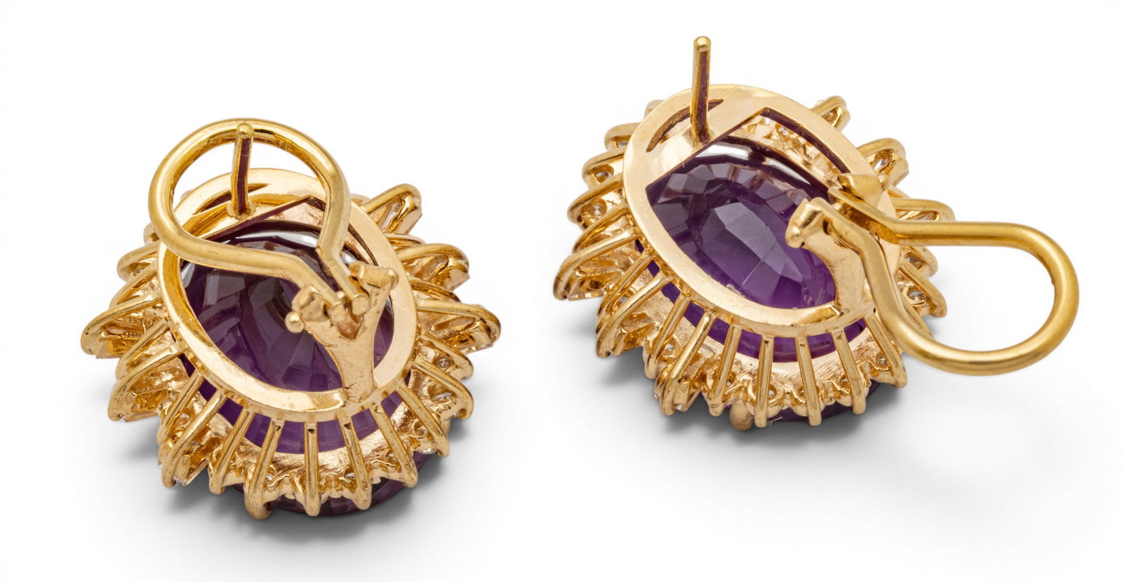 14k Yellow Gold, Amethyst, and Diamond Earrings 14 g 1 PAIR - 6