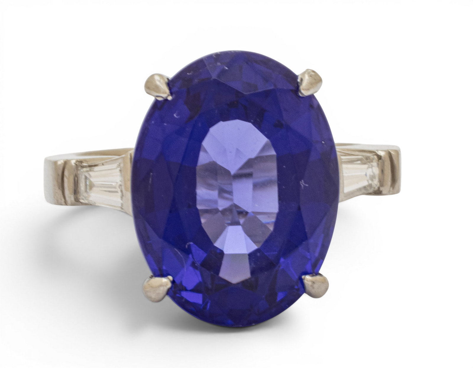 Platinum, Imitation Gemstone, and Diamond Cocktail Ring Size 6.5 13.2 g - 3
