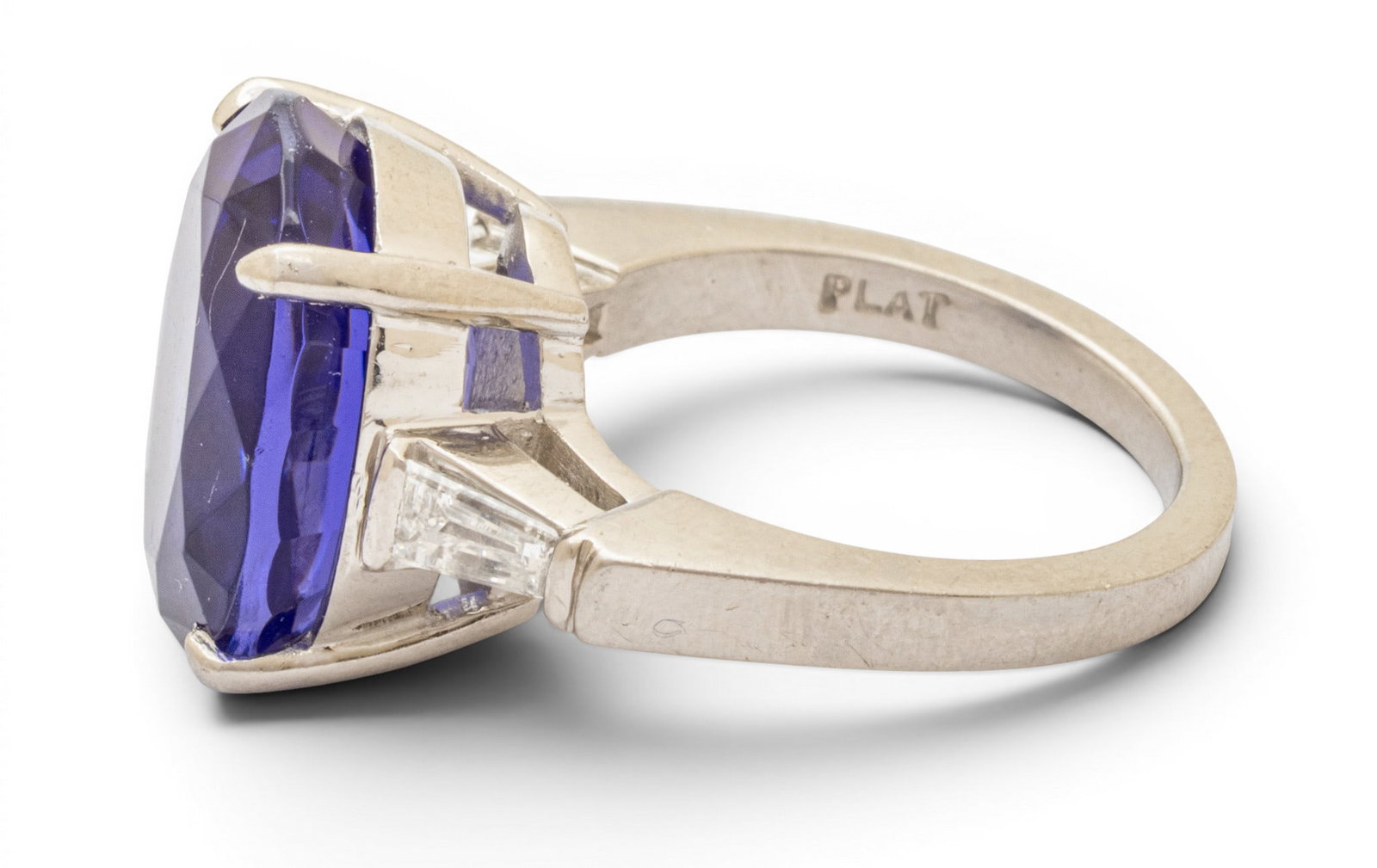 Platinum, Imitation Gemstone, and Diamond Cocktail Ring Size 6.5 13.2 g - 4