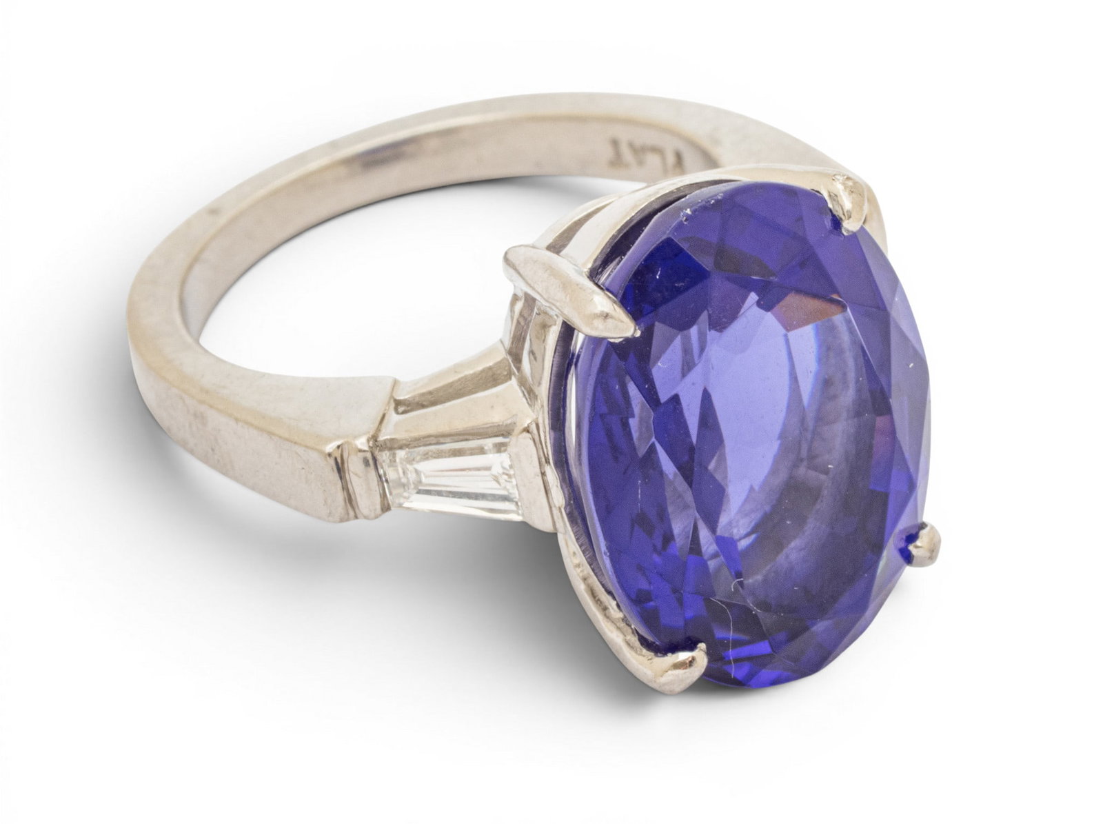 Platinum, Imitation Gemstone, and Diamond Cocktail Ring Size 6.5 13.2 g - 6