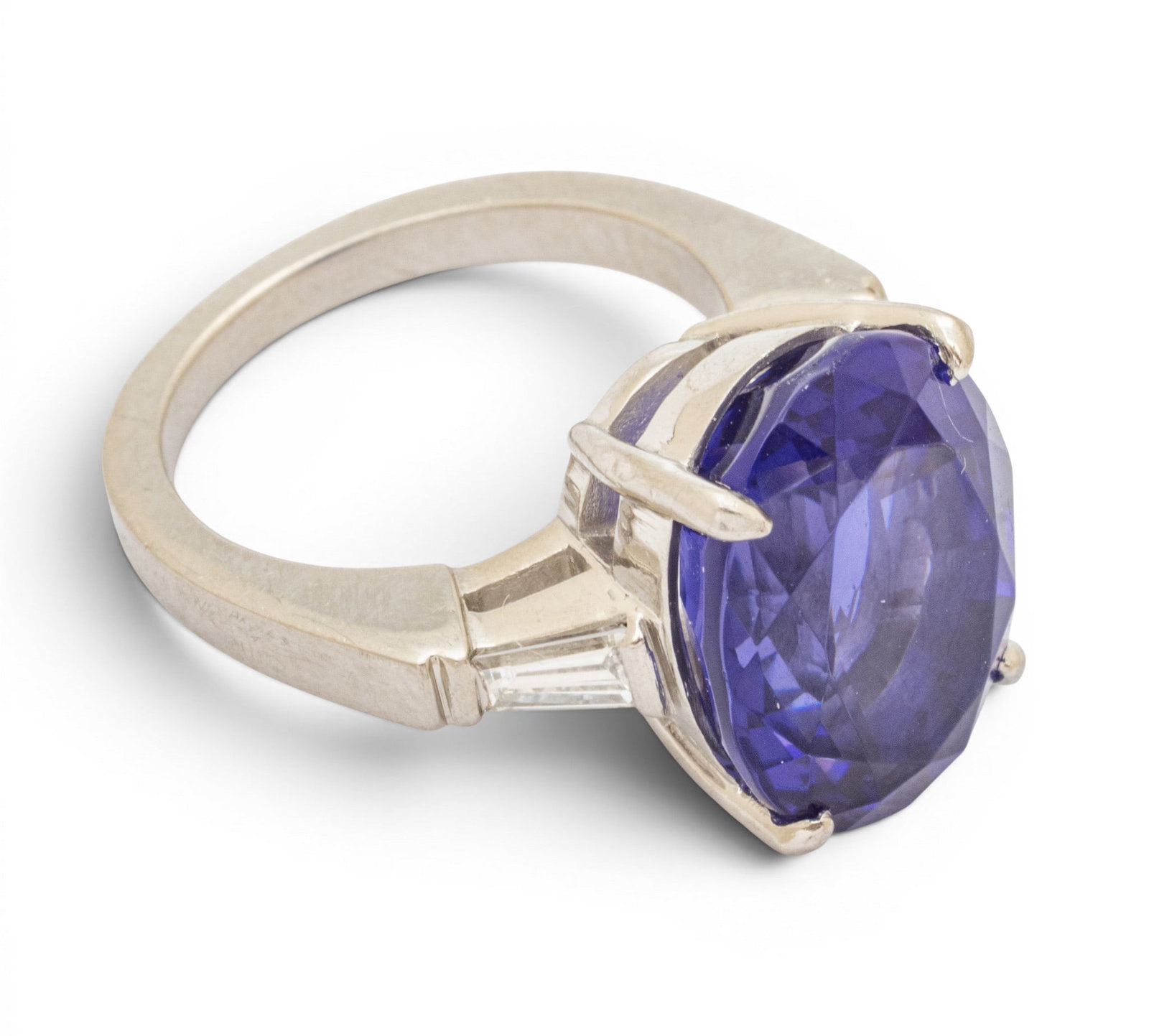 Platinum, Imitation Gemstone, and Diamond Cocktail Ring Size 6.5 13.2 g - 7