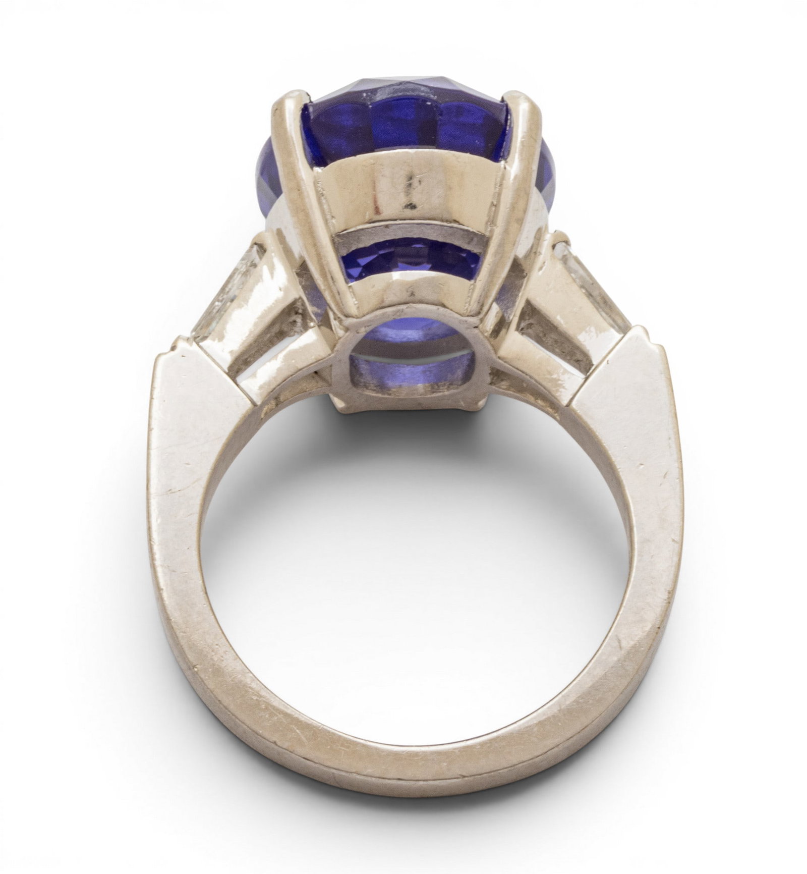 Platinum, Imitation Gemstone, and Diamond Cocktail Ring Size 6.5 13.2 g - 8