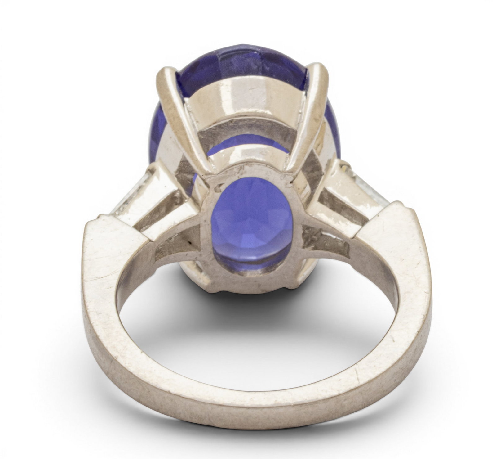 Platinum, Imitation Gemstone, and Diamond Cocktail Ring Size 6.5 13.2 g - 9
