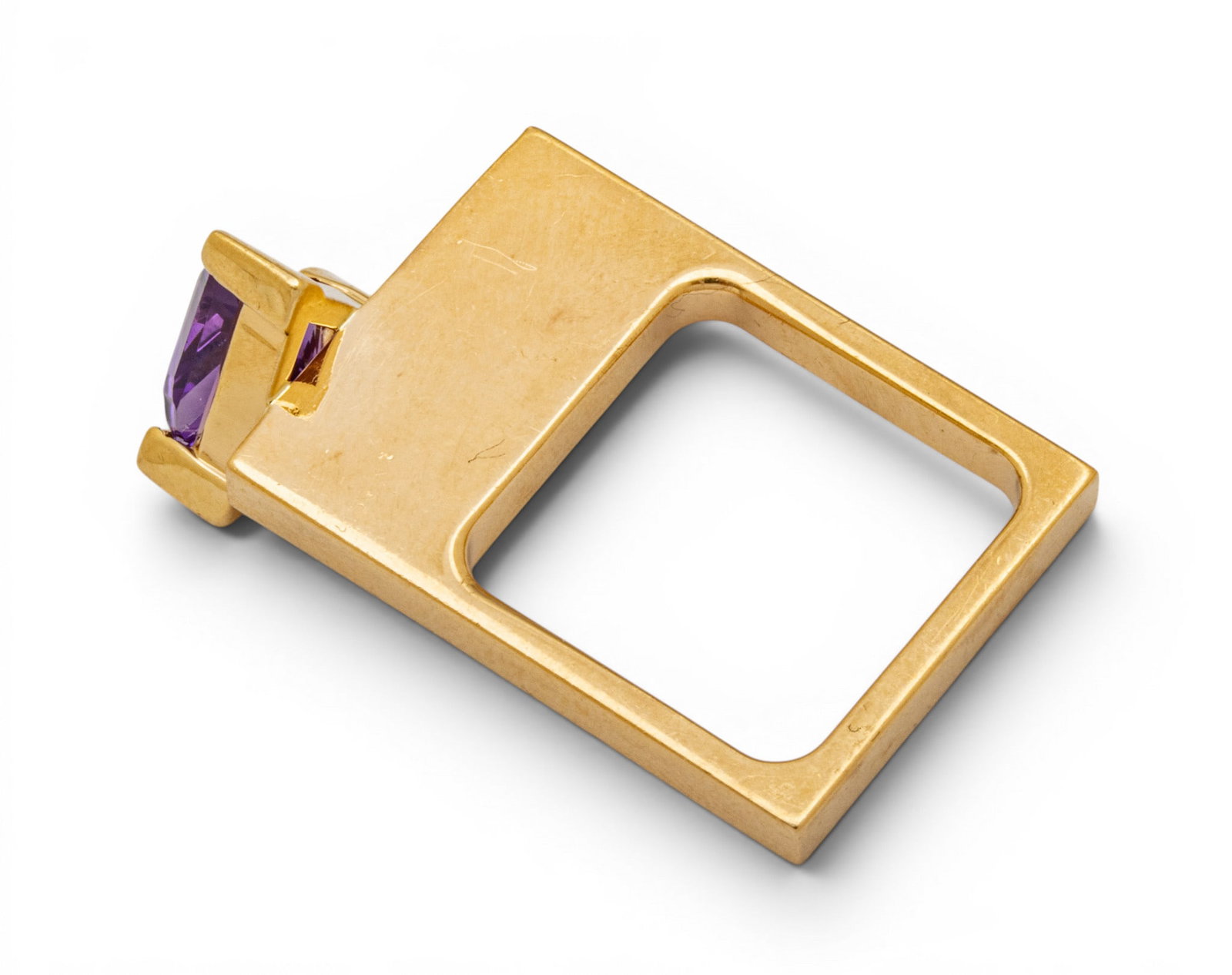 Trisko Jewelry Modernist 14k Yellow Gold, Amethyst, and Diamond Ring Size 5 11 g - 5