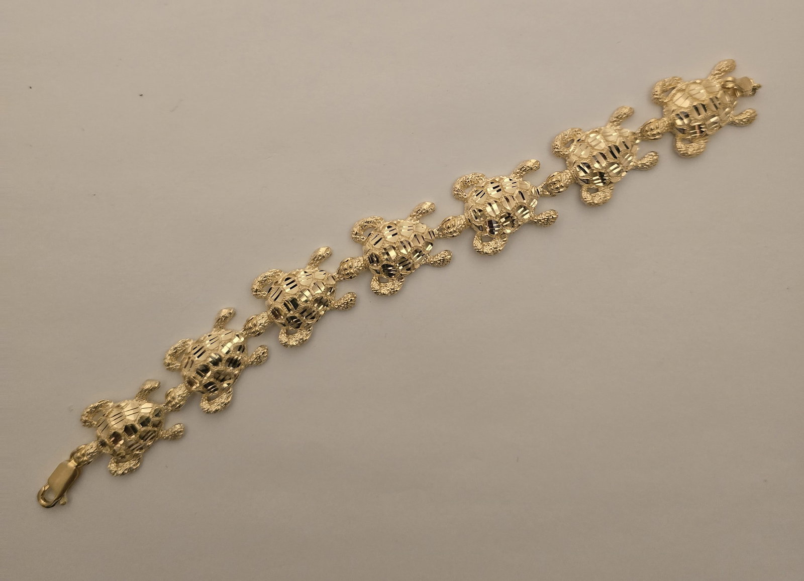 14k Yellow Gold Turtle Link Bracelet L 7.5" 27.6 g (1 of 3)