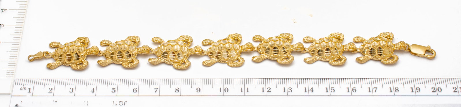 14k Yellow Gold Turtle Link Bracelet L 7.5" 27.6 g - 2