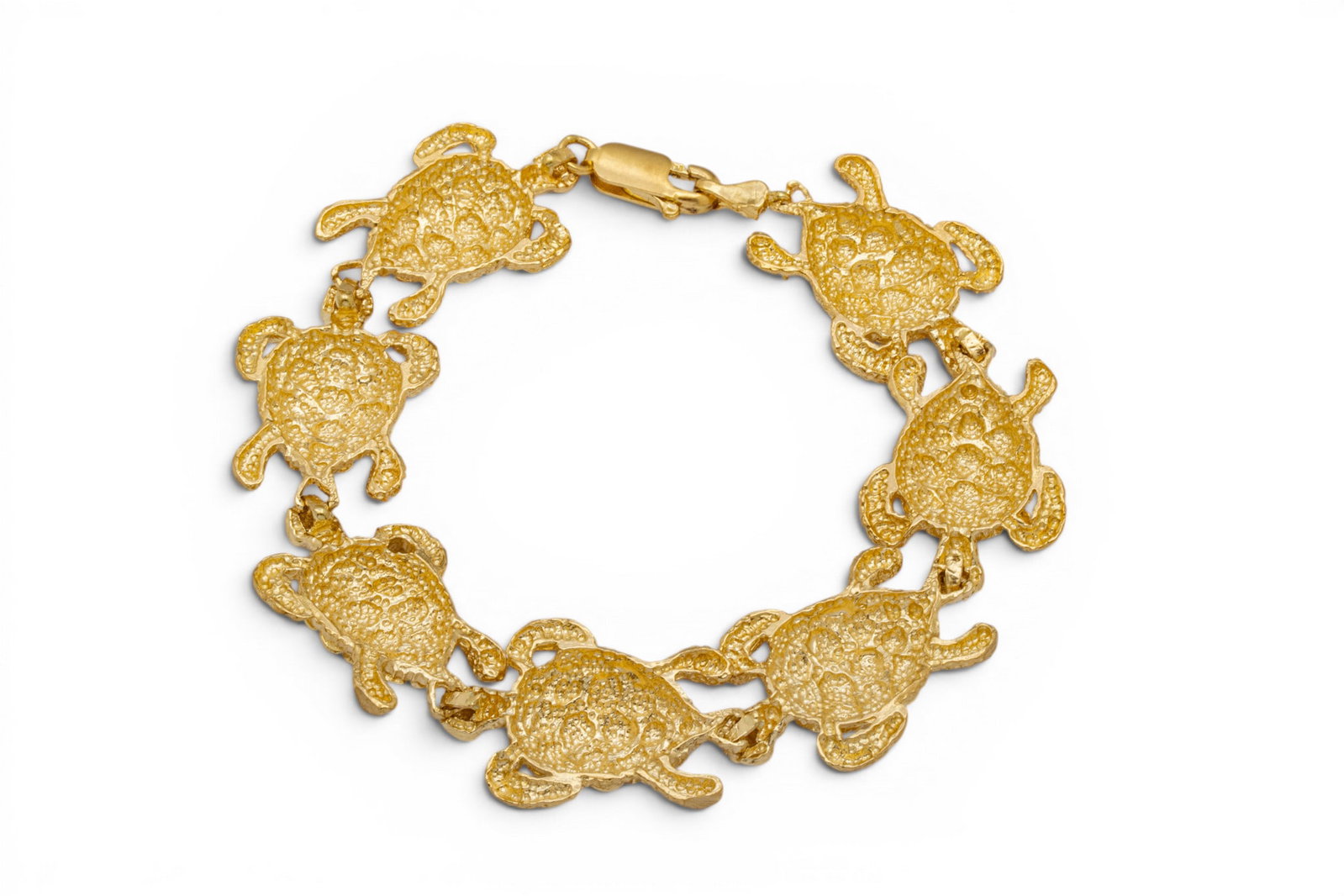 14k Yellow Gold Turtle Link Bracelet L 7.5" 27.6 g - 5