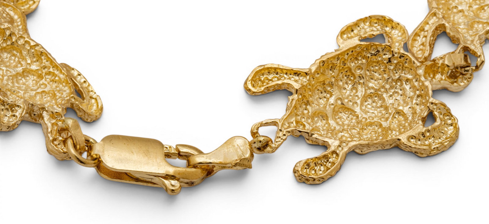 14k Yellow Gold Turtle Link Bracelet L 7.5" 27.6 g - 6