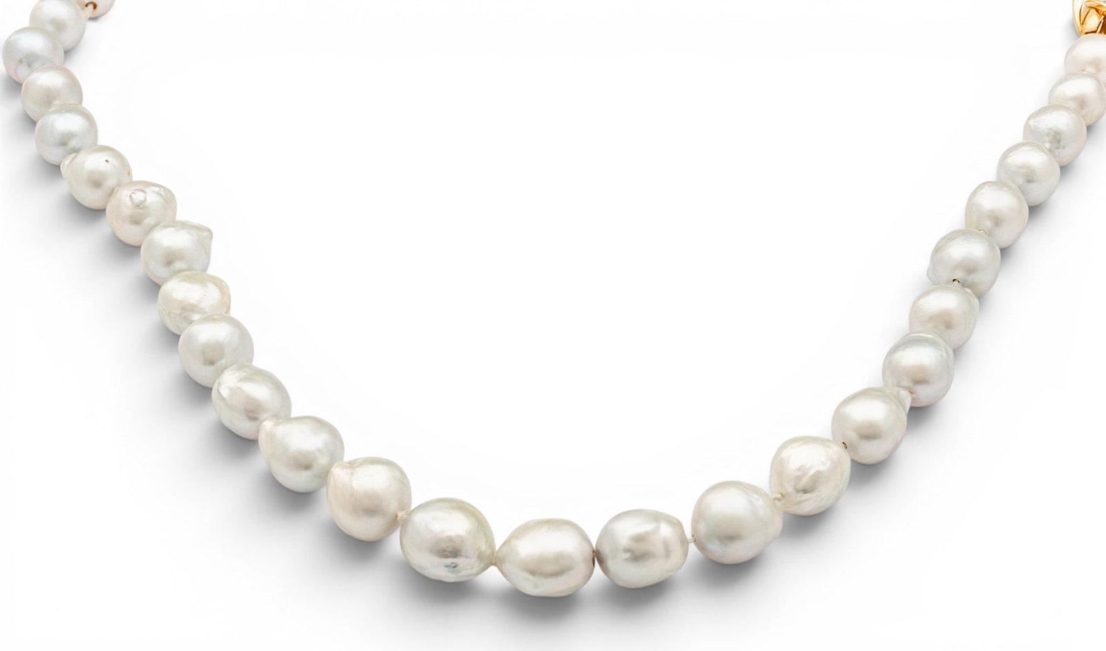14k Yellow Gold and Diamond Clasp, Baroque South Sea Pearl Necklace L 20" - 5