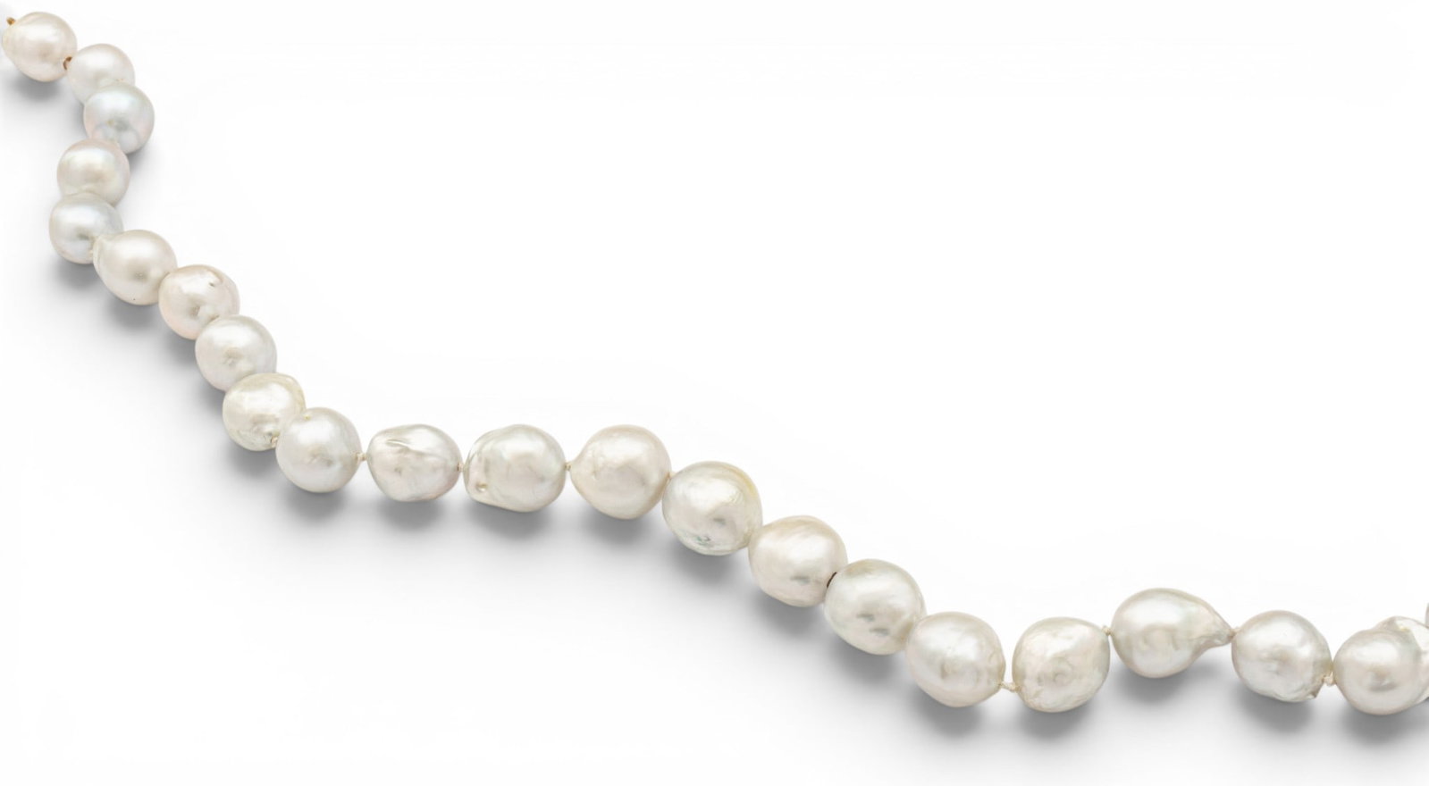 14k Yellow Gold and Diamond Clasp, Baroque South Sea Pearl Necklace L 20" - 7