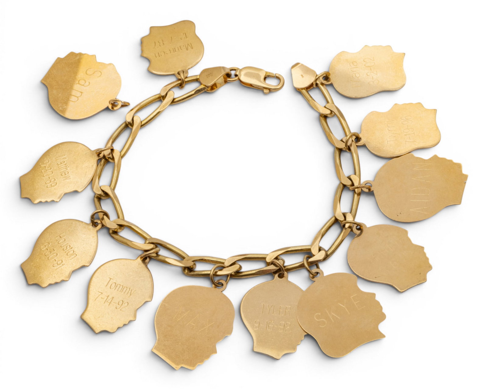 Italian 14k Yellow Gold Charm Bracelet L 7" 40.8 g (1 of 6)