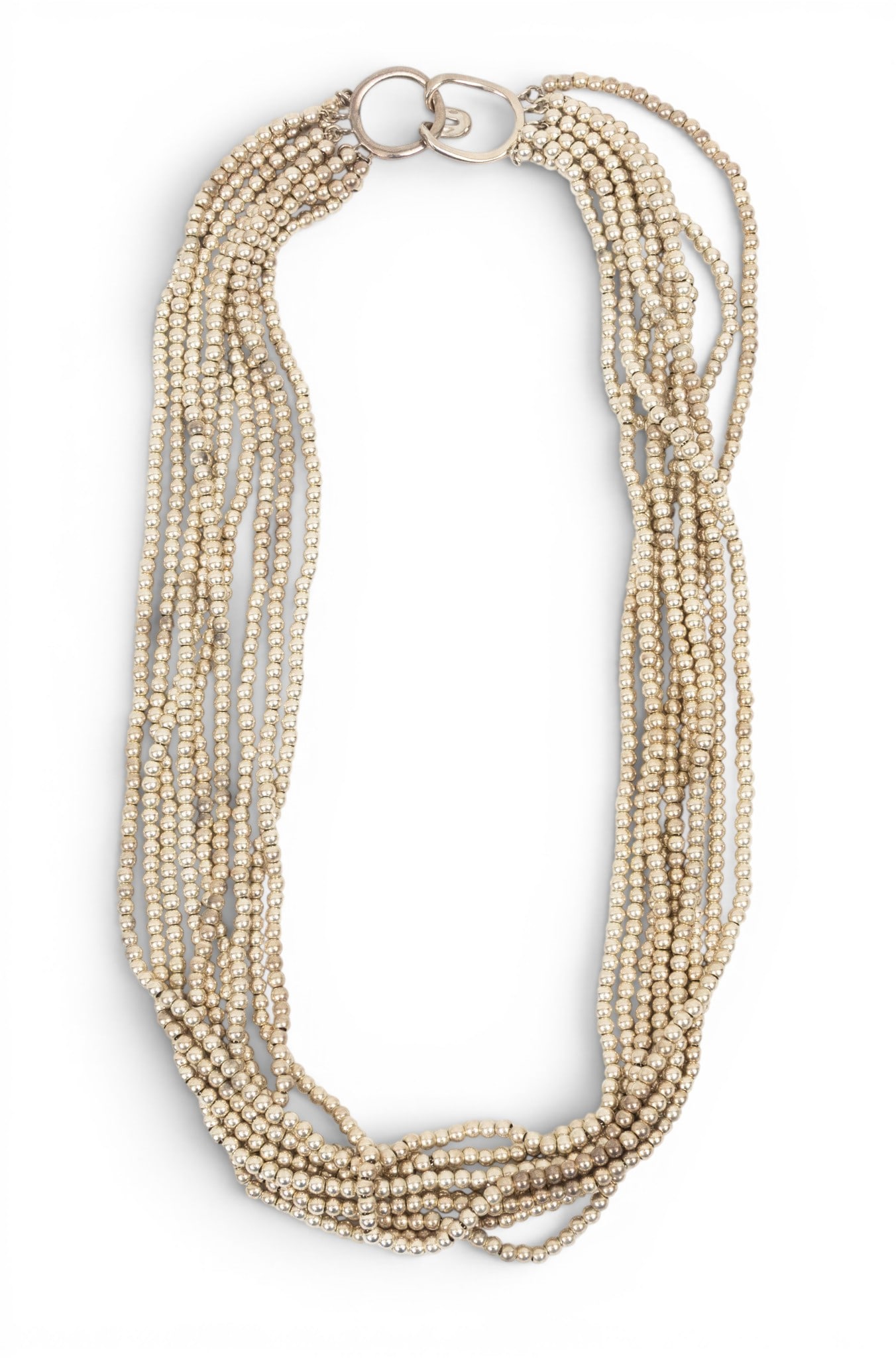 Tiffany & Co. (New York) Sterling Silver Multi-strand Beaded Torsade Necklace L 17.5" (1 of 7)