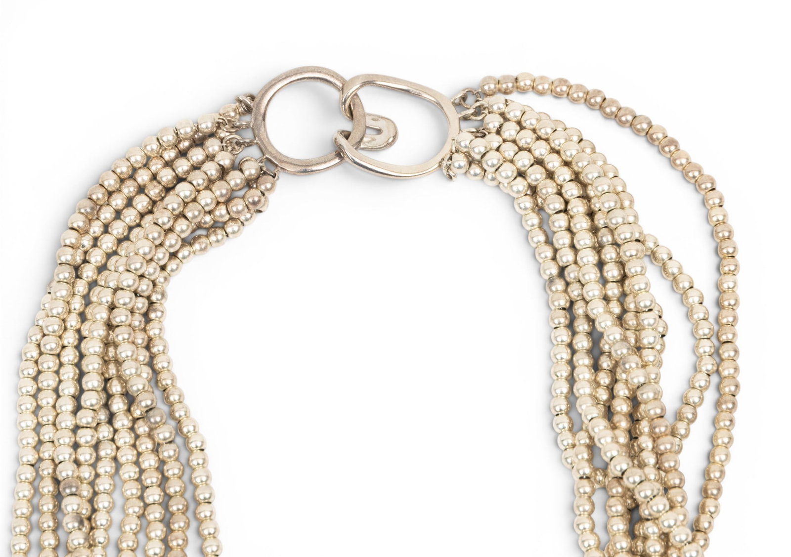 Tiffany & Co. (New York) Sterling Silver Multi-strand Beaded Torsade Necklace L 17.5" - 3