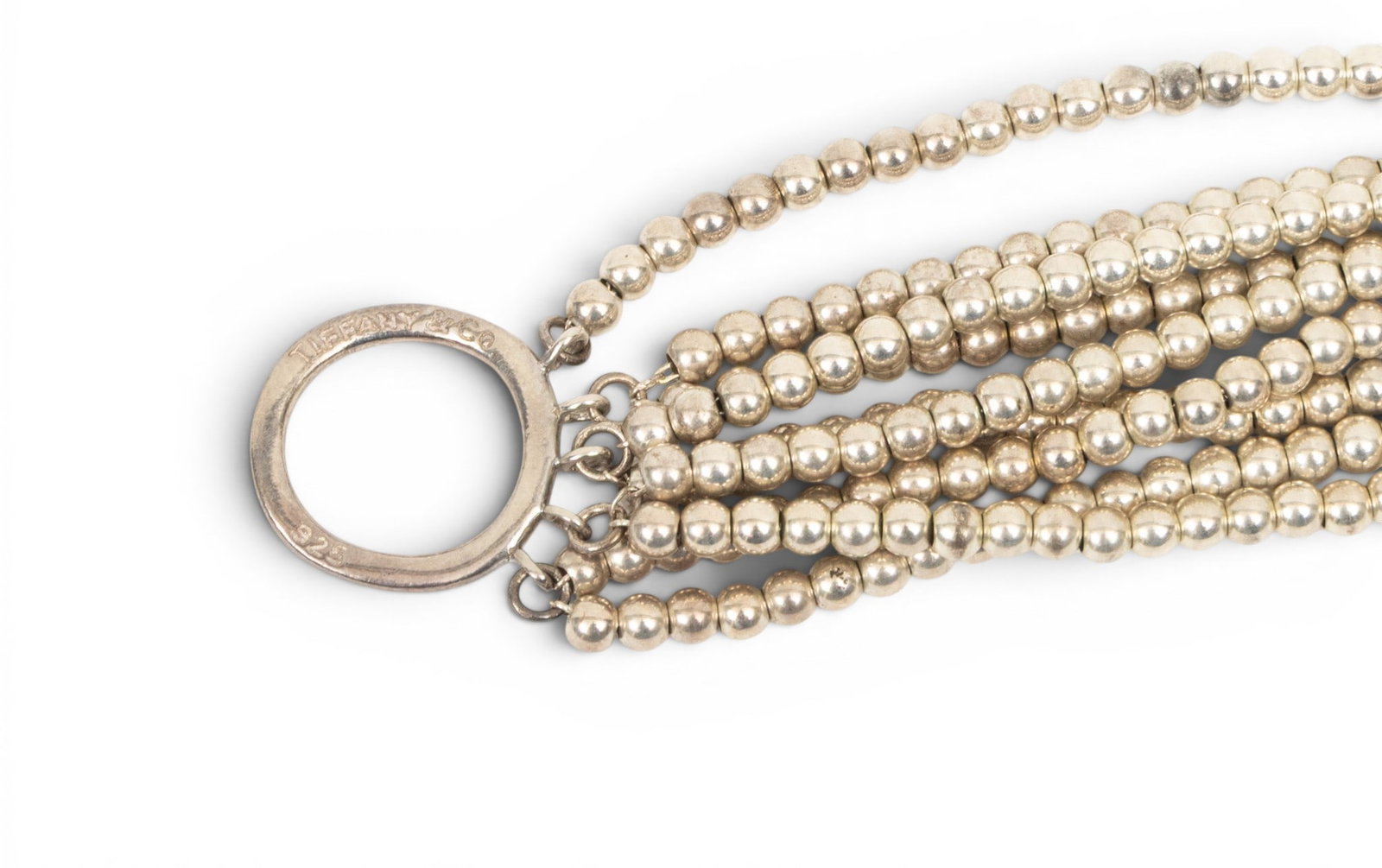 Tiffany & Co. (New York) Sterling Silver Multi-strand Beaded Torsade Necklace L 17.5" - 4