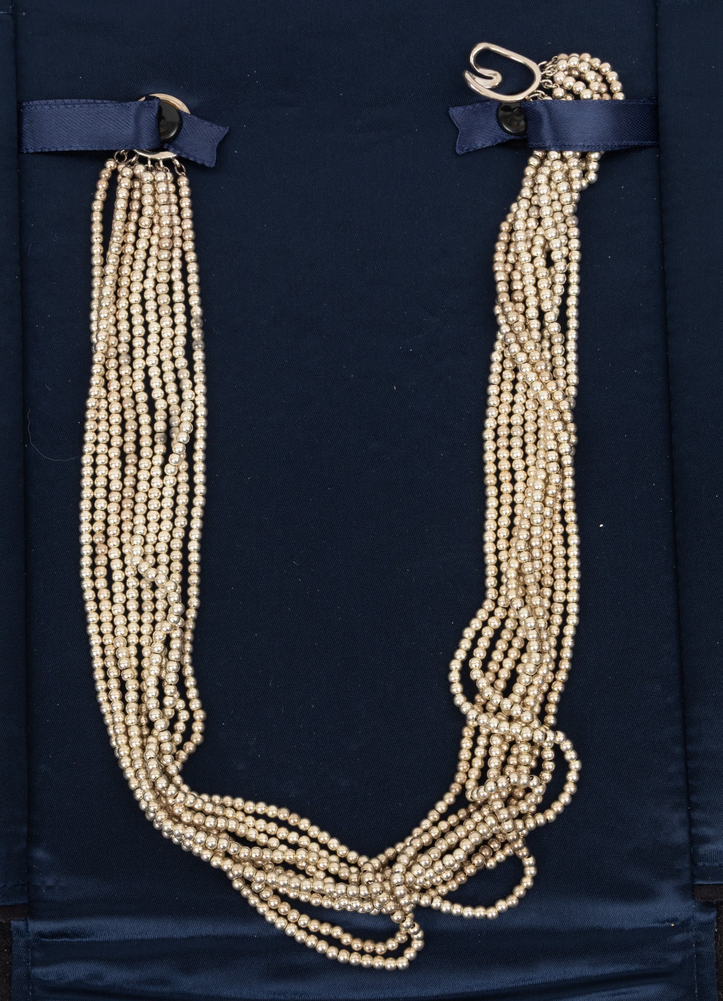 Tiffany & Co. (New York) Sterling Silver Multi-strand Beaded Torsade Necklace L 17.5" - 5