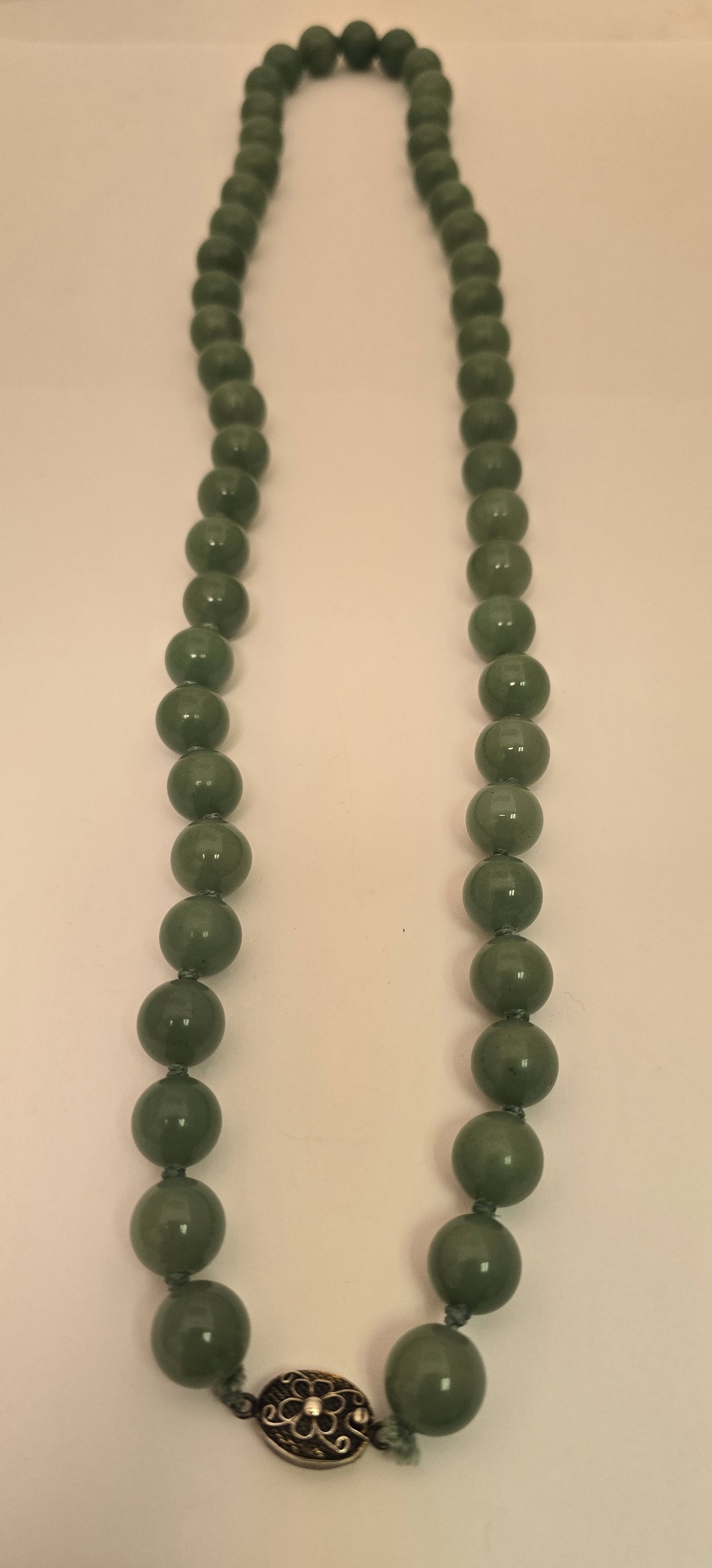 Chinese Green Jade Bead 11mm Necklace L 27" 130 g 1 PC (1 of 3)