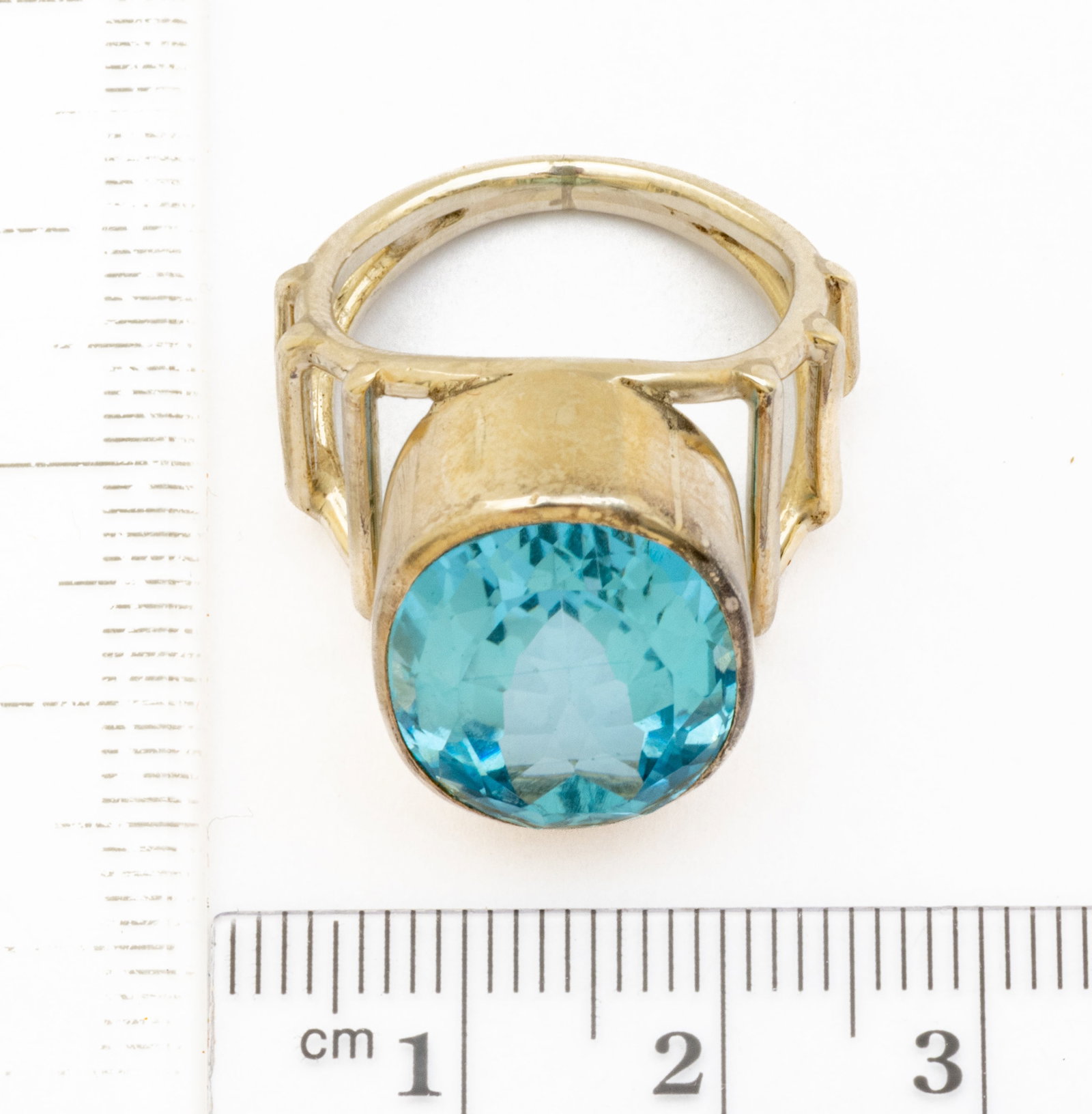 Blue Topaz Oval Ring, Silver Setting, Size 7 12 g 1 PC - 2