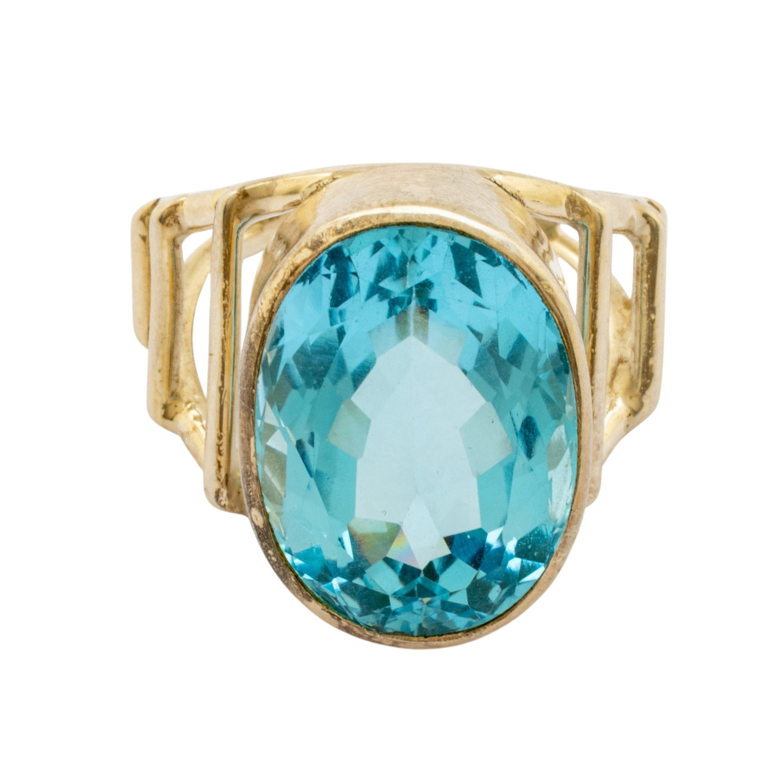 Blue Topaz Oval Ring, Silver Setting, Size 7 12 g 1 PC - 3