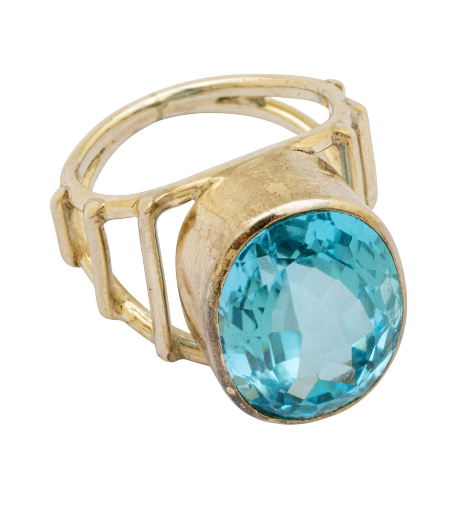 Blue Topaz Oval Ring, Silver Setting, Size 7 12 g 1 PC - 4