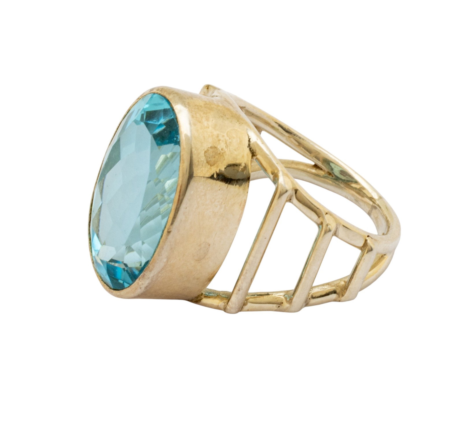 Blue Topaz Oval Ring, Silver Setting, Size 7 12 g 1 PC - 5