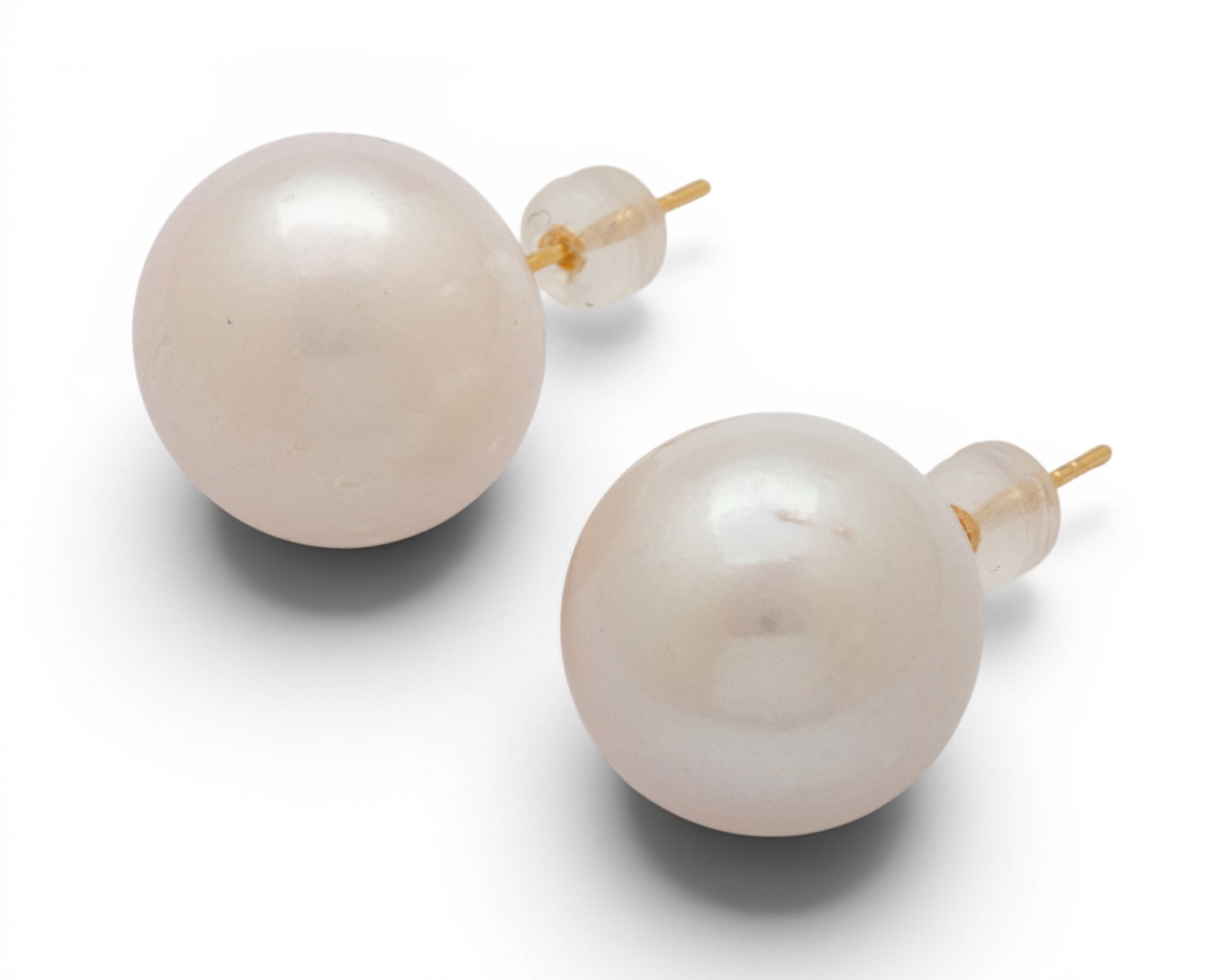 18k Yellow Gold and Cultured Pearl Stud Earrings 9.4 g 1 PAIR (1 of 4)