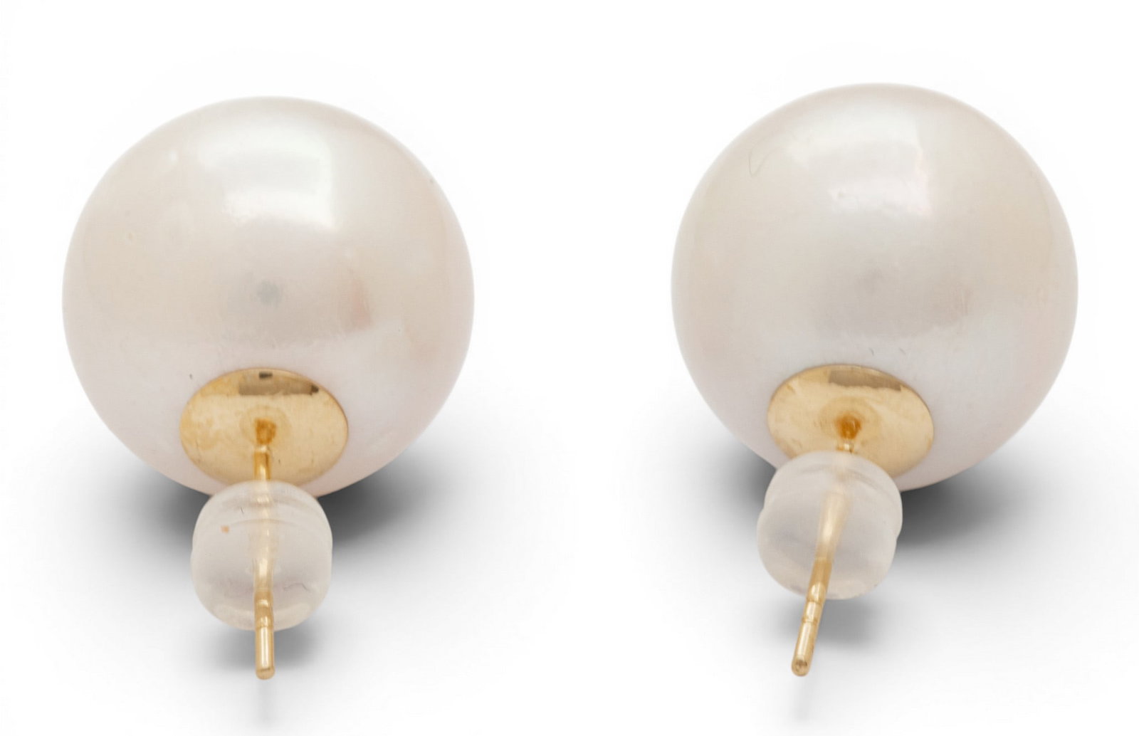 18k Yellow Gold and Cultured Pearl Stud Earrings 9.4 g 1 PAIR - 3