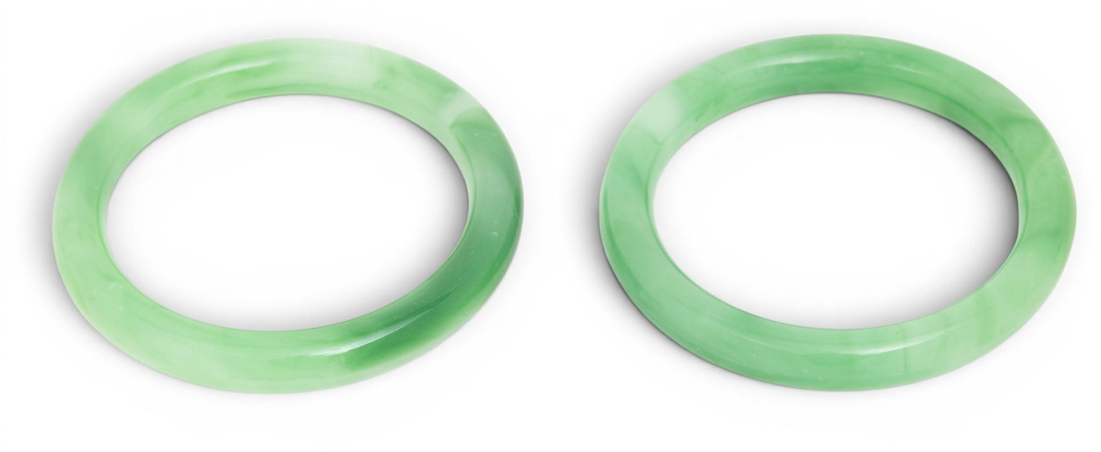 Green Jade Bangle Bracelets Dia. 3.25" 1 PAIR (1 of 2)