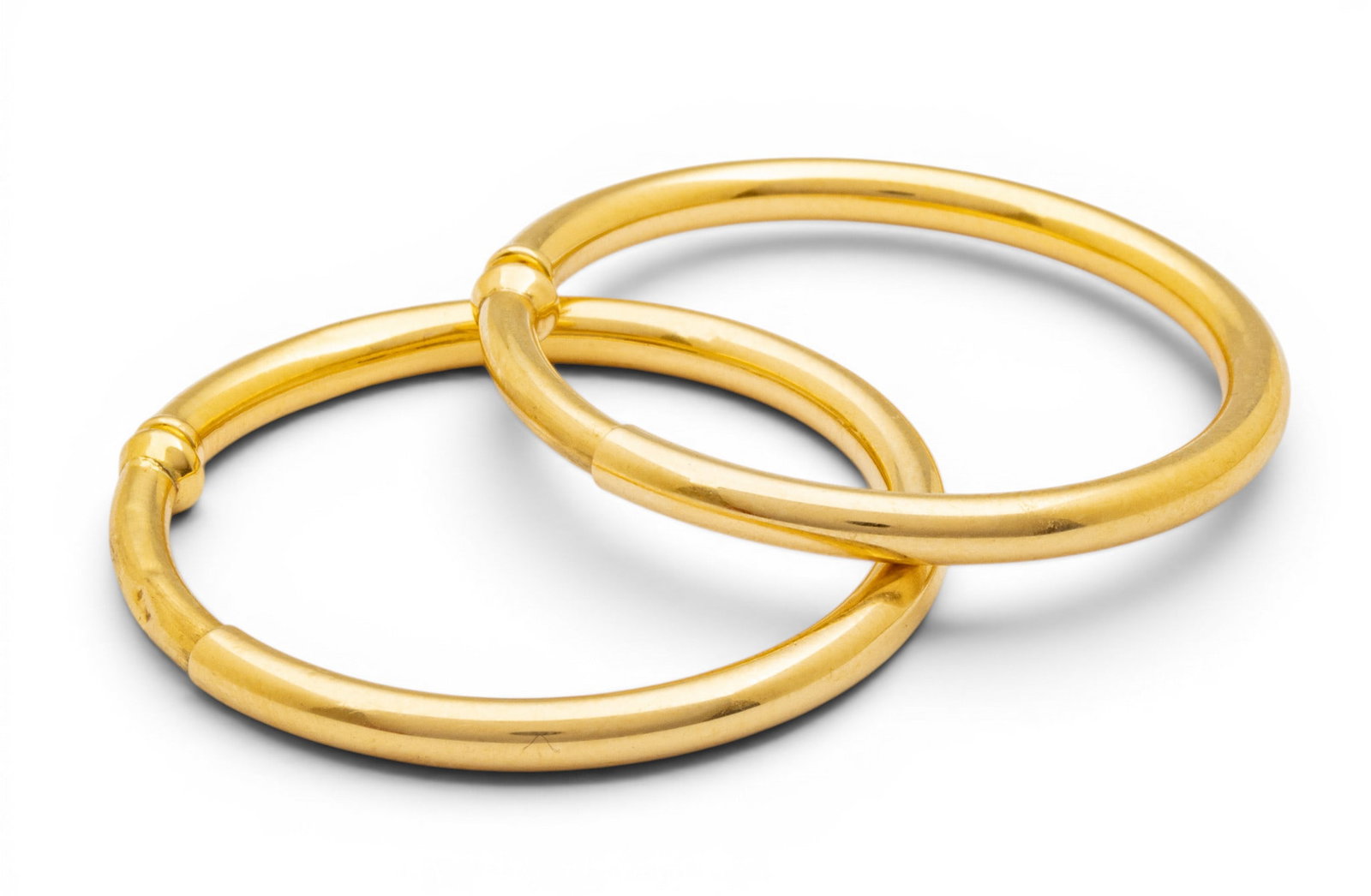 14k Gold Hoop Earrings Dia. 1.25": 14k Gold Hoop Earrings Dia. 1.25" 3 grams. Marked 14k and infinity sign. Includes blue Tiffany & Co. Box. Provenance: From the Estate of Frank Isbey, by descent through his family. Dimension