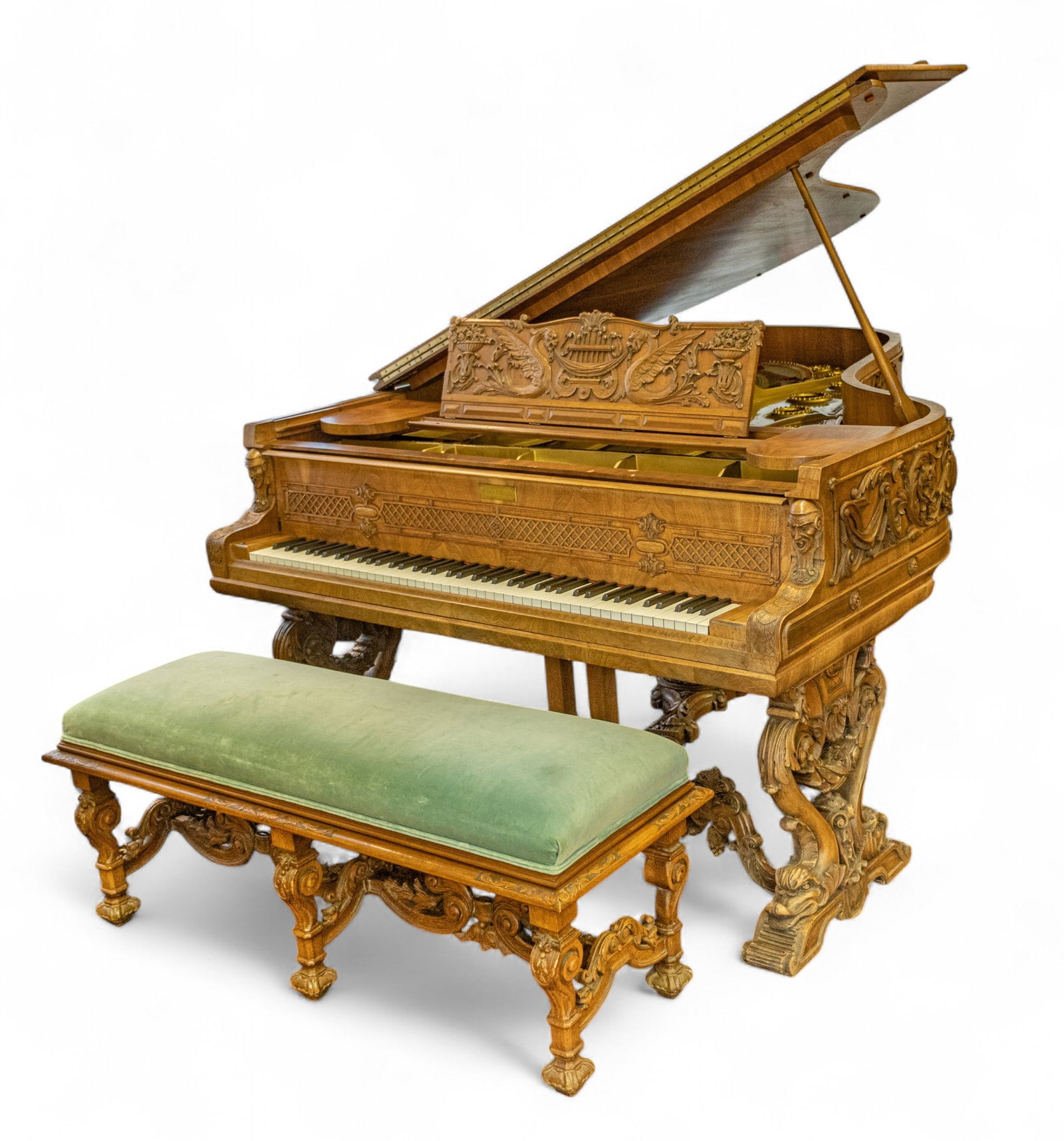 Mason and Hamlin (American, Est.1854) Rococo Style Hand Carved Walnut Model BB 7-foot Semi-concert (1 of 20)