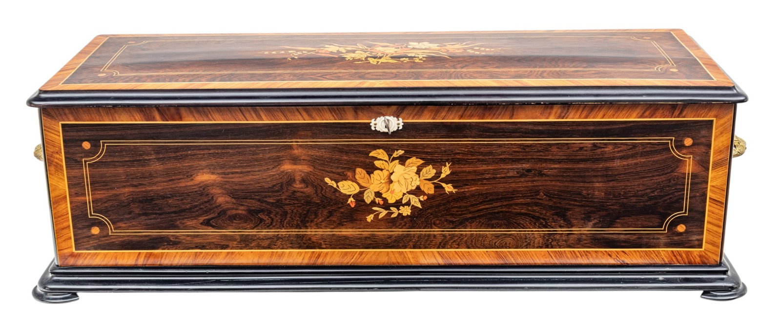 Swiss Victorian Rosewood and Marquetry Table Top Cylinder Music Box with Automata 1875-1895, - 12