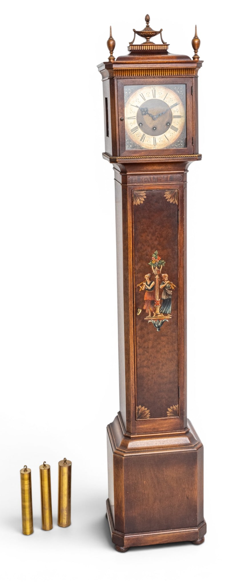 English Chippendale Style Oak Tall Case Clock 1925, H 66" W 13" Depth 10" 1 PC (1 of 17)