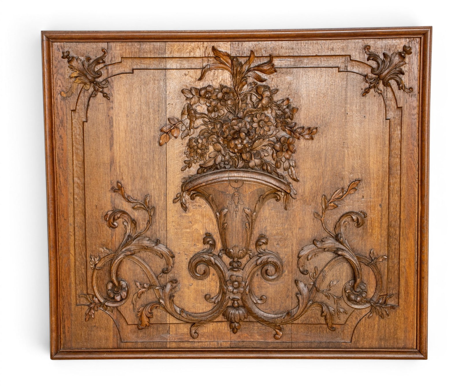 French Carved Oak Boiserie Wall Panel, 19th.c., H 51" W 58" 1 PC (1 of 8)