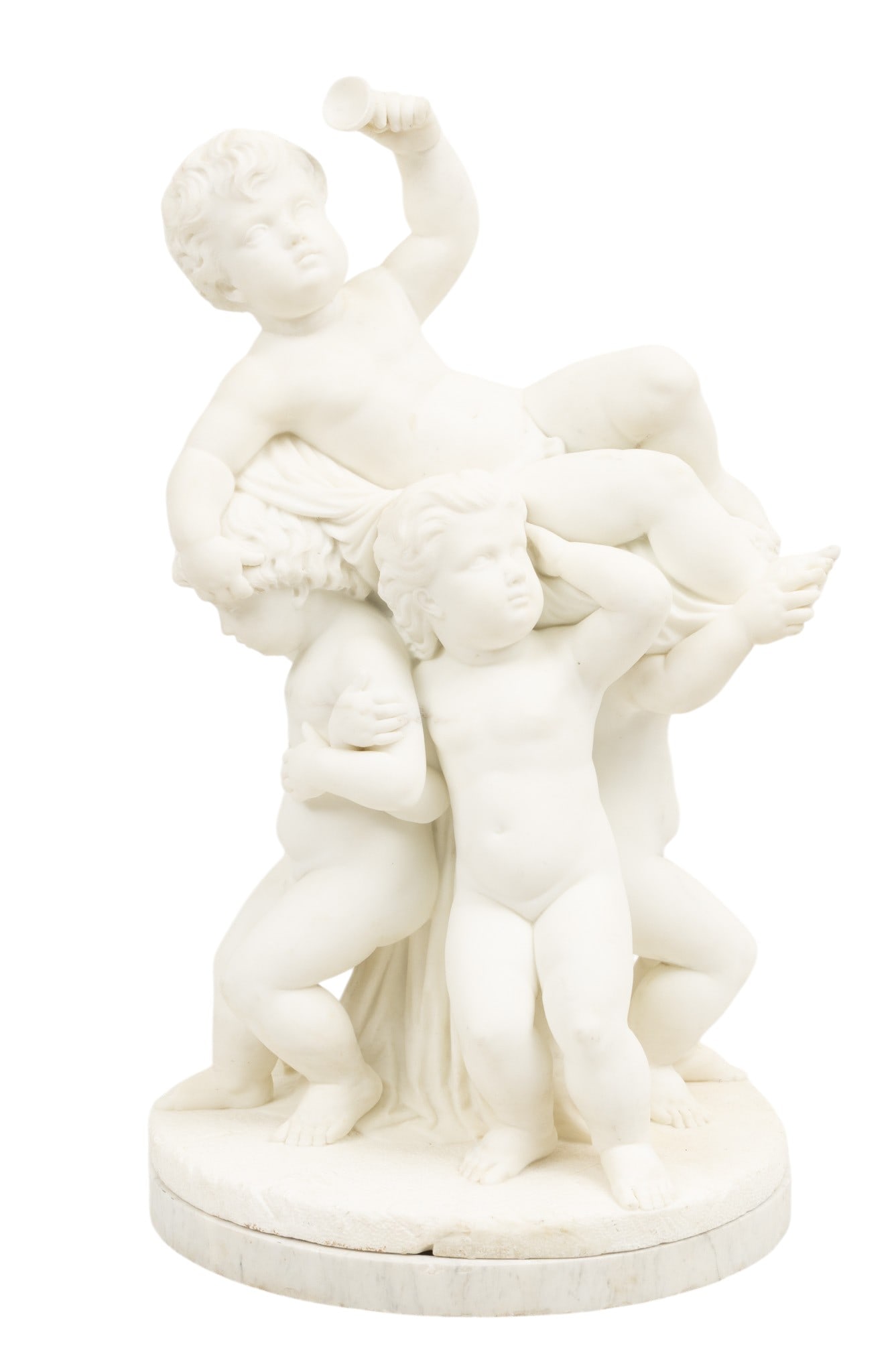 Horatia Augusta Latilla Freeman (English, 1826-1883) Carved Carrara Marble Sculpture 1869, 'Bacchic (1 of 7)