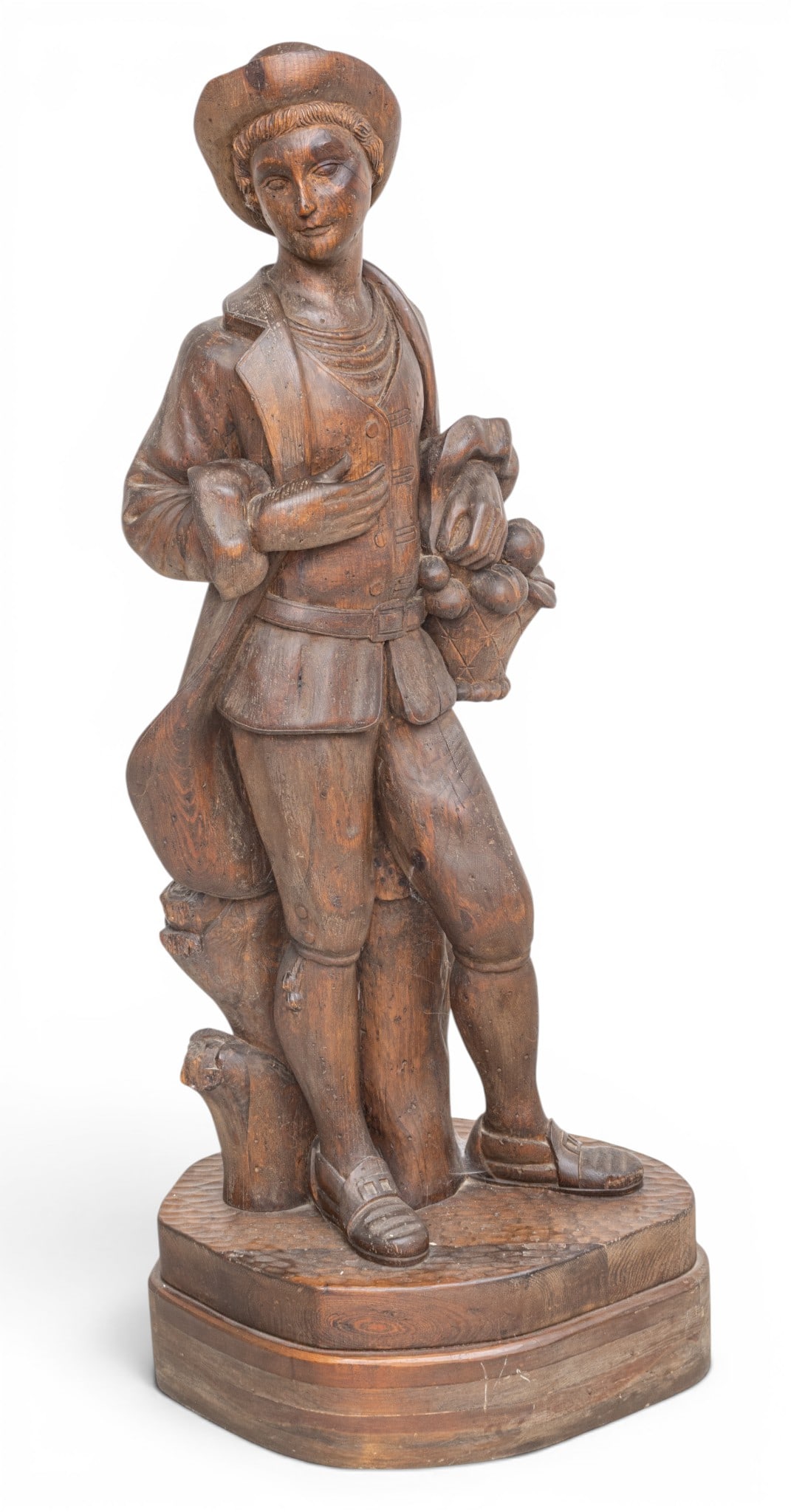 French Carved Pine Wood Standing Figure Overall Circa 1900, H 52" W 21" Depth 14" (1 of 9)