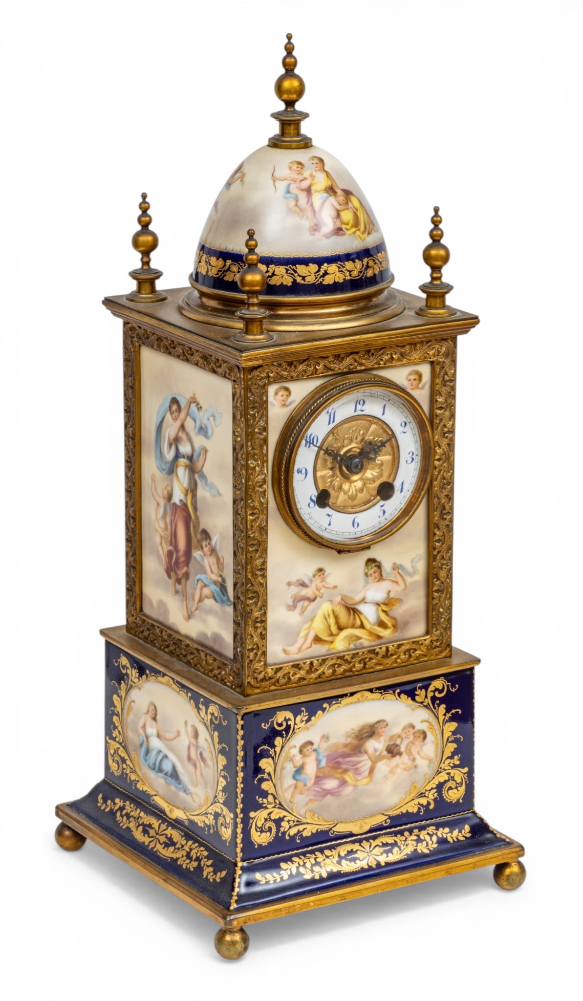 Royal Vienna (Austria) Porcelain Mantle Clock Signed Kohler, Ca. 1875, H 18.2" W 7.5" (1 of 13)