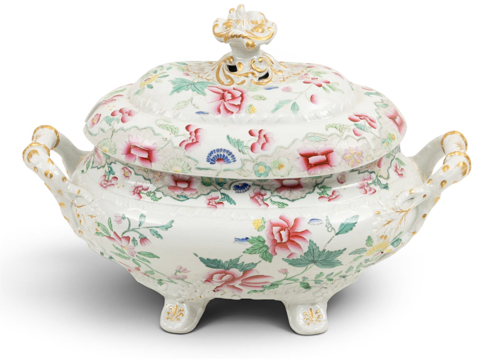 Hicks & Meigh (English, 1807-1822) Georgian Stone China Covered Soup Tureen, Ca. 1815, 'Floral (1 of 5)