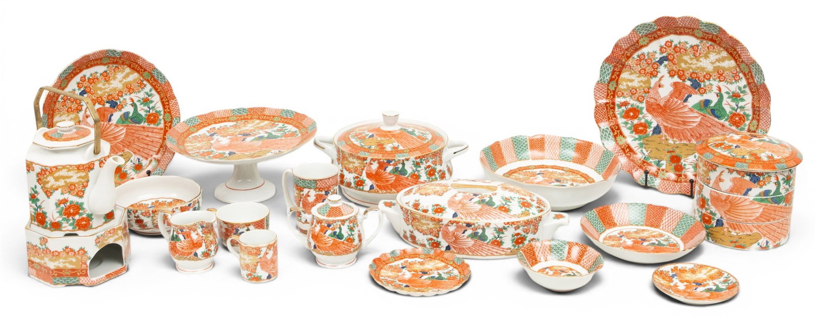 Arita (Japanese) 'Imari Peacock' Pattern Porcelain Dinner Service, Ca. 1987, 133 PCS (1 of 11)