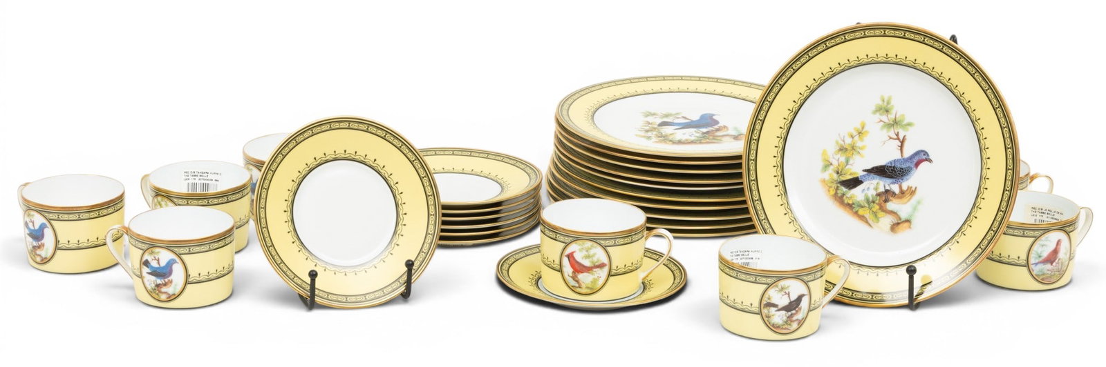 Bernardaud (French) the Ancienne Manufacture Royale Porcelain Tea Cups, Saucers, and Plates 'Jardin (1 of 8)