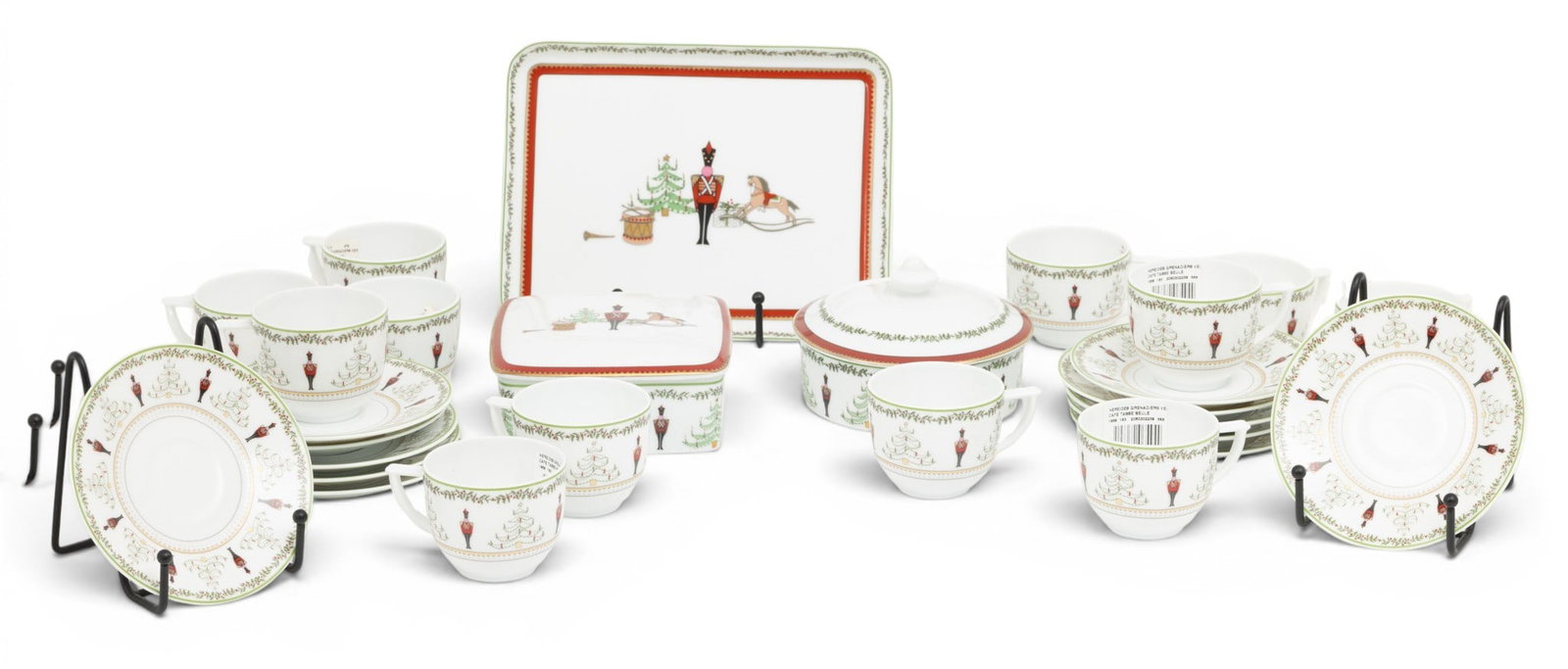 Bernardaud (French) Porcelain Cups and Saucers & More 'Grenadiers', 5 PCS (1 of 6)